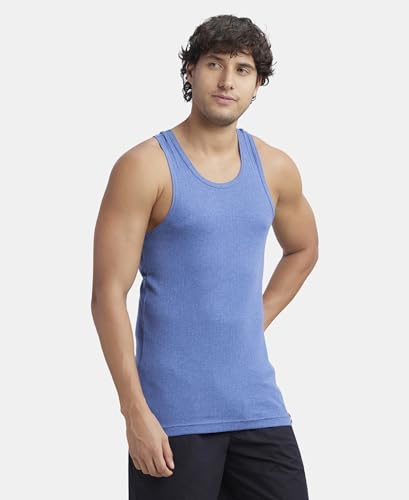 Jockey 9922 Men's Super Combed Cotton Rib Slim Fit Racer Back Styling Round Neck Gym Vest