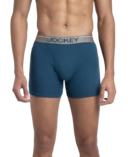 Jockey 8009 Men's Super Combed Cotton Rib Solid Boxer Brief with Ultrasoft Waistband (Pack of 3)