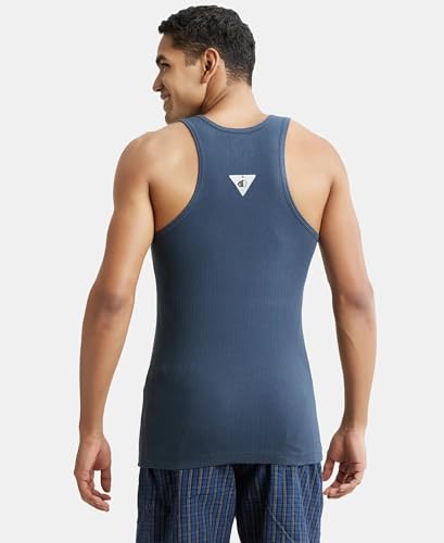 Jockey 9922 Men's Super Combed Cotton Rib Slim Fit Racer Back Styling Round Neck Gym Vest