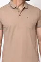 Arbour Men Solid Polo Neck Cotton Blend Beige T-Shirt
