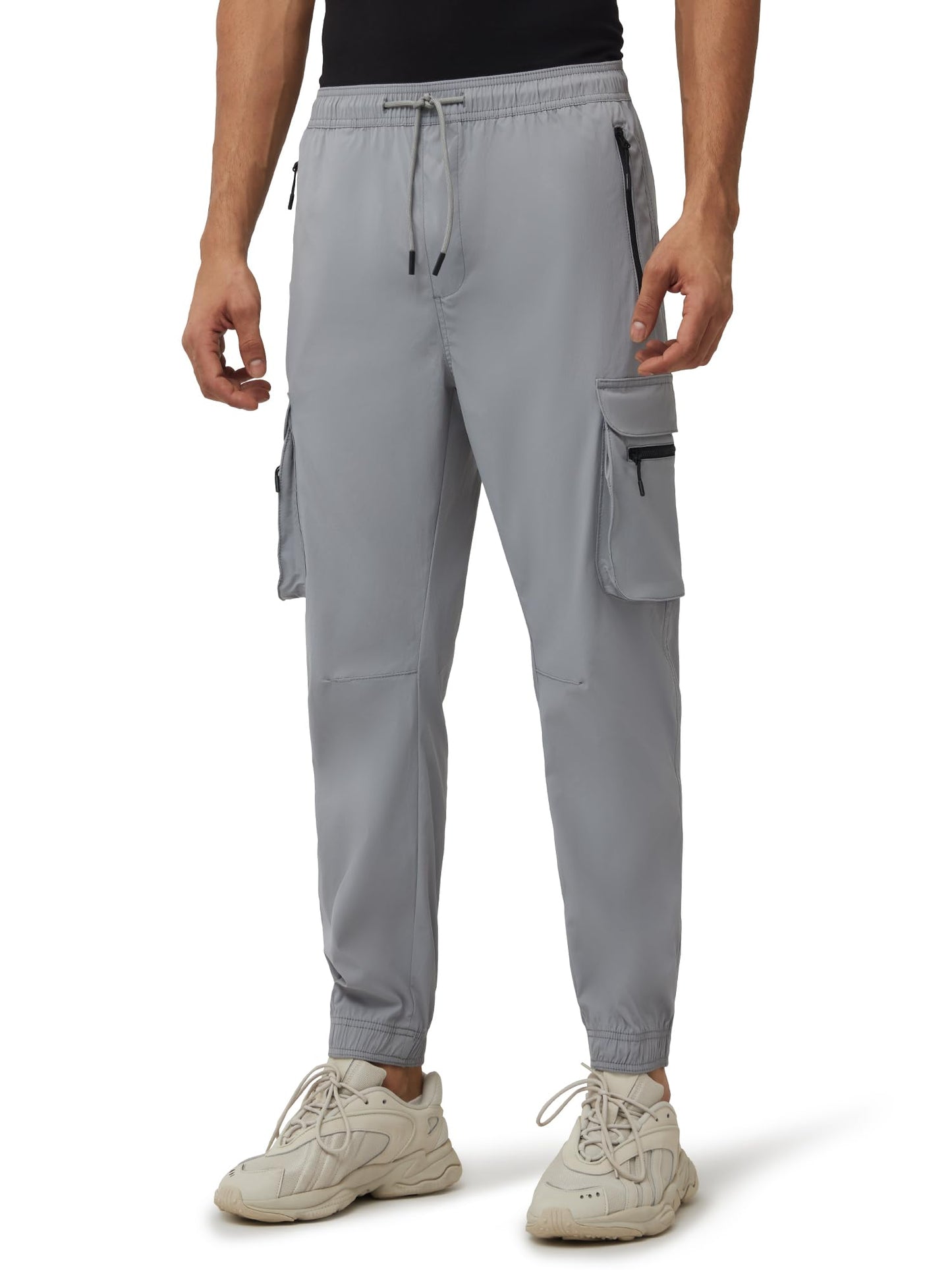 XYXX Men's Skinny Fit Mid Rise Moveo Quick-Dry Cargo Joggers with Drawcord & Utility Pockets