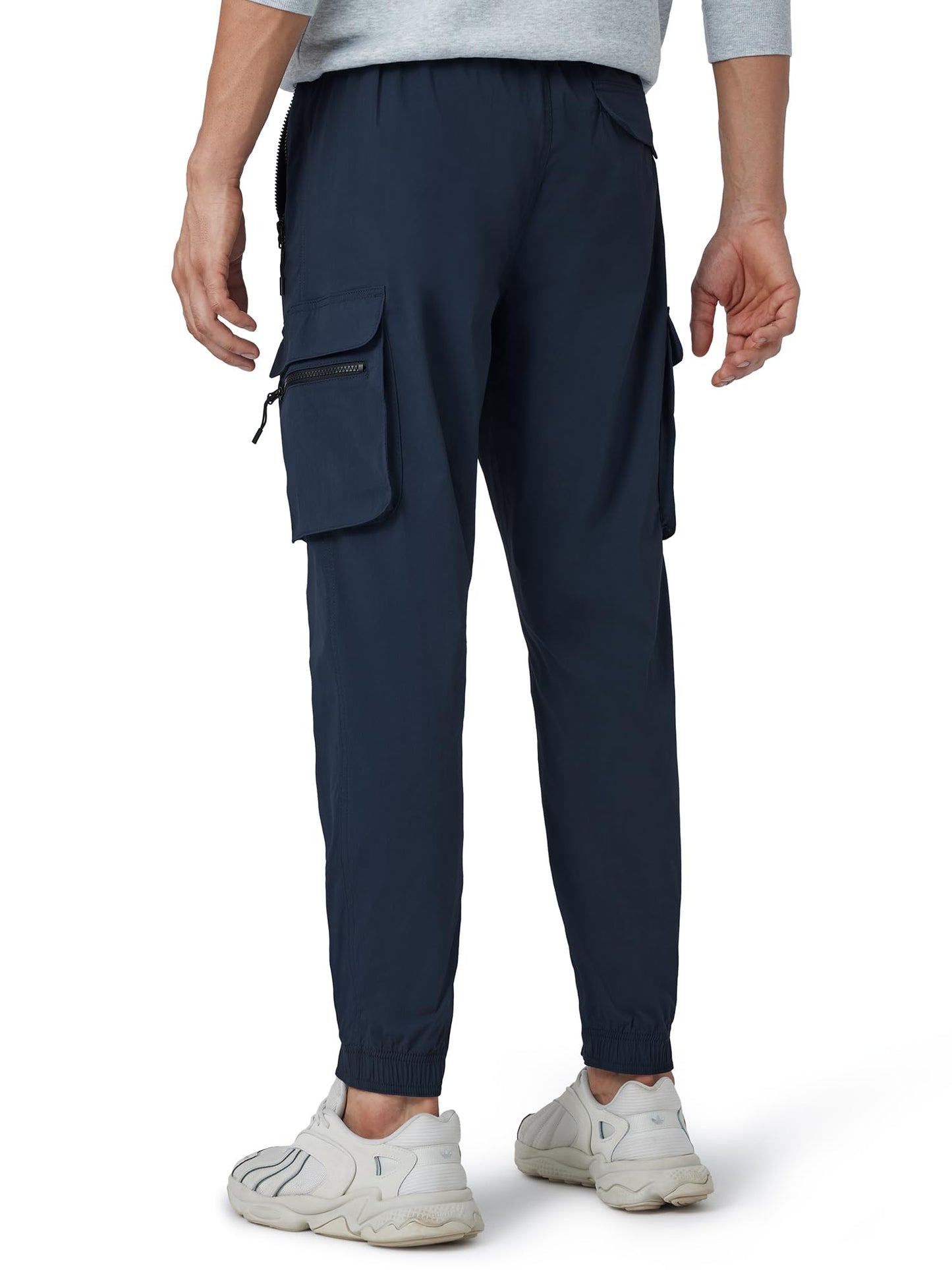 XYXX Men's Skinny Fit Mid Rise Moveo Quick-Dry Cargo Joggers with Drawcord & Utility Pockets