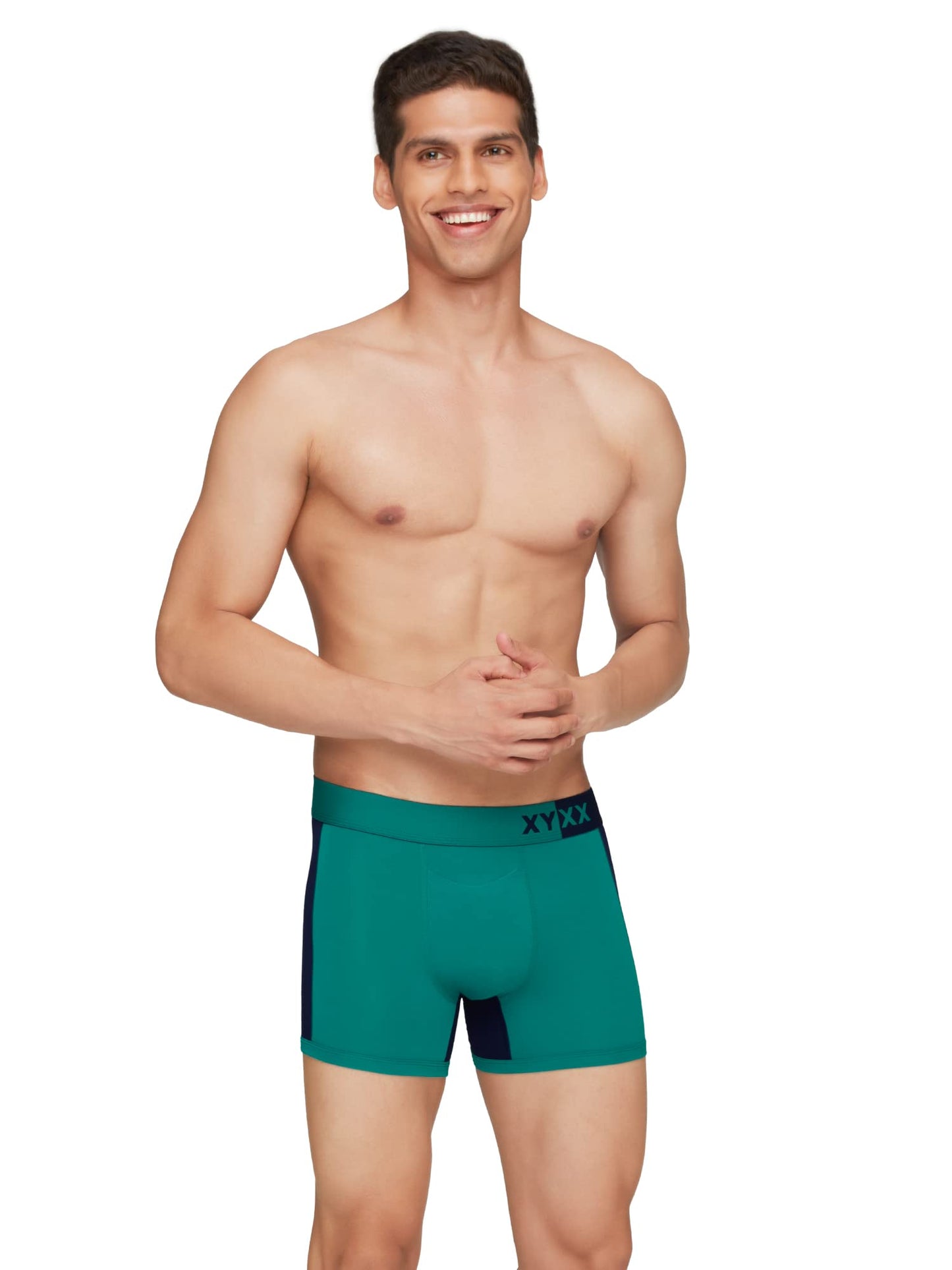 XYXX Men's Dualist Micromodal Regular Fit Colorblock Antimicrobial Trunk with No Marks Waistband (Pack of 2)