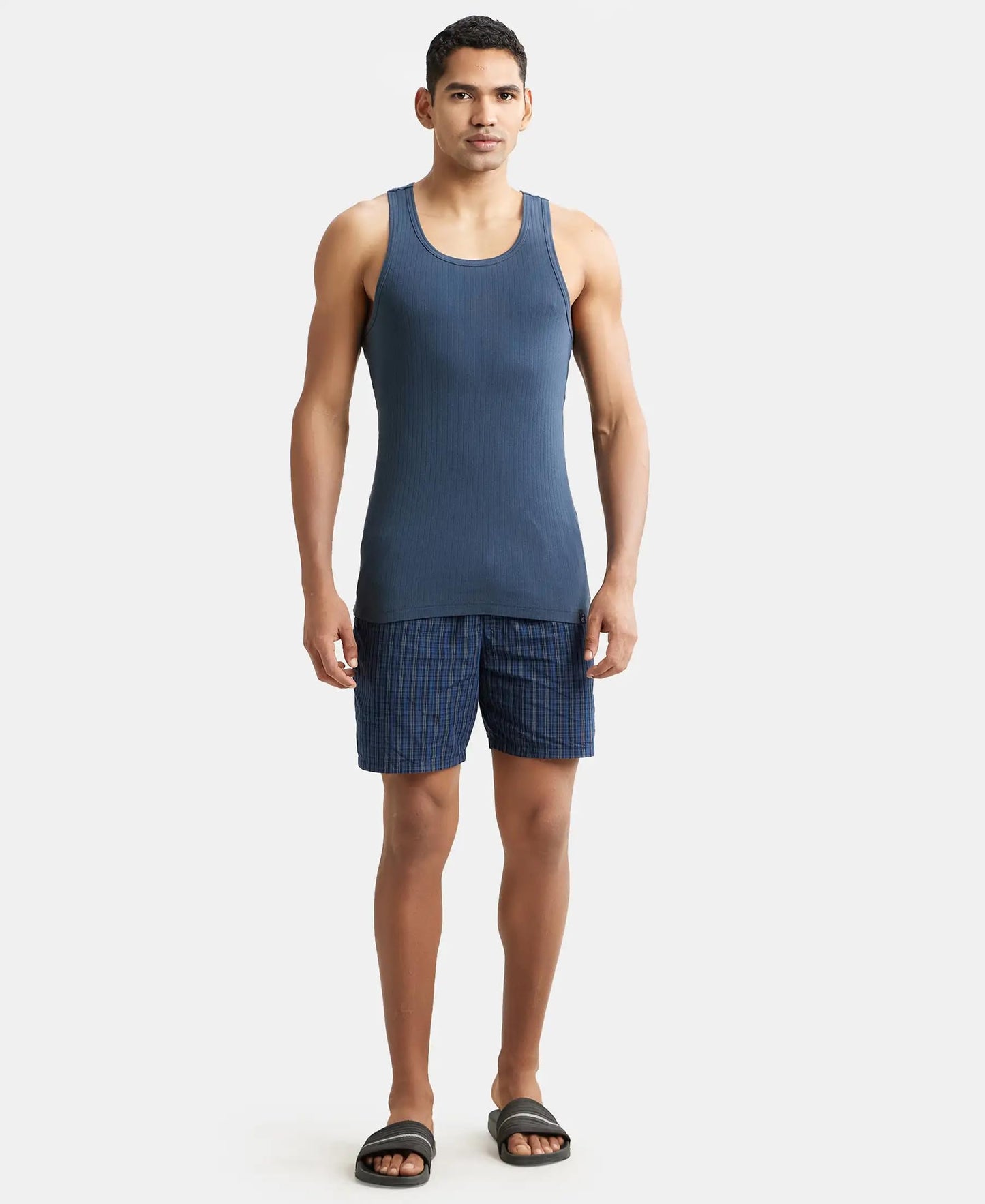 Jockey 9922 Men's Super Combed Cotton Rib Slim Fit Racer Back Styling Round Neck Gym Vest