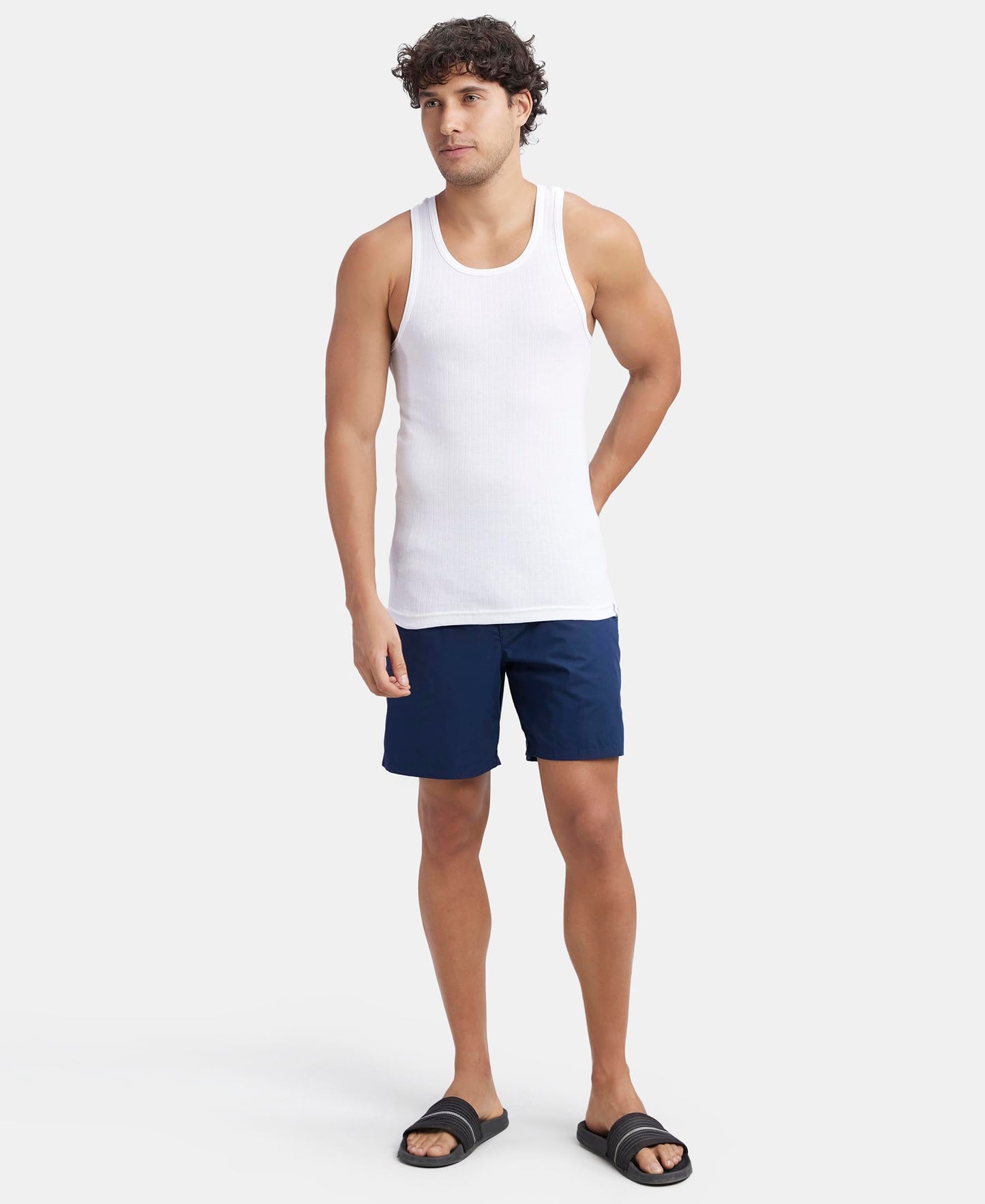 Jockey 9922 Men's Super Combed Cotton Rib Slim Fit Racer Back Styling Round Neck Gym Vest