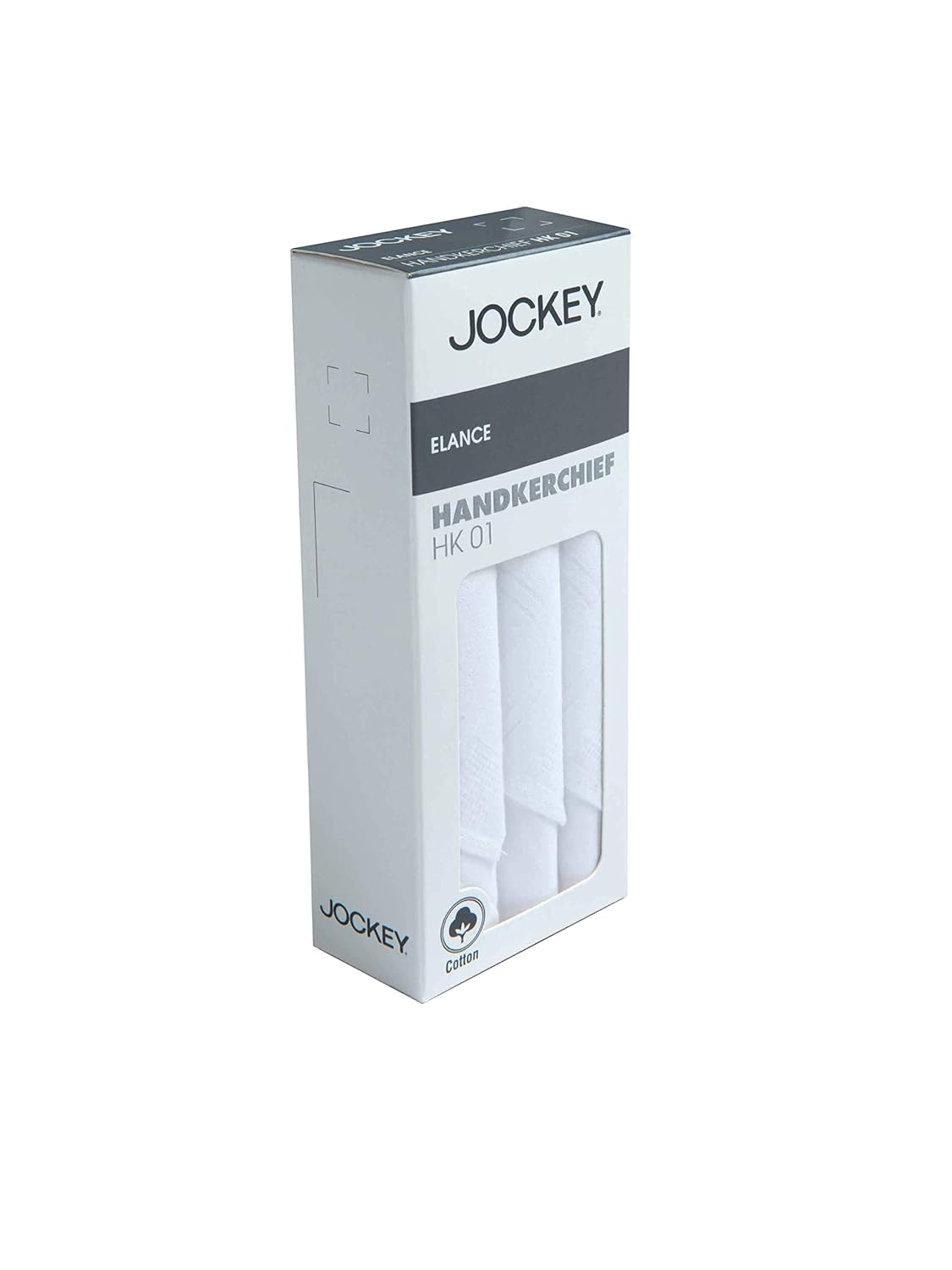 Jockey Cotton Men White Casual Style Handkerchief (Pack Of 3) Hk01_White_Free Size