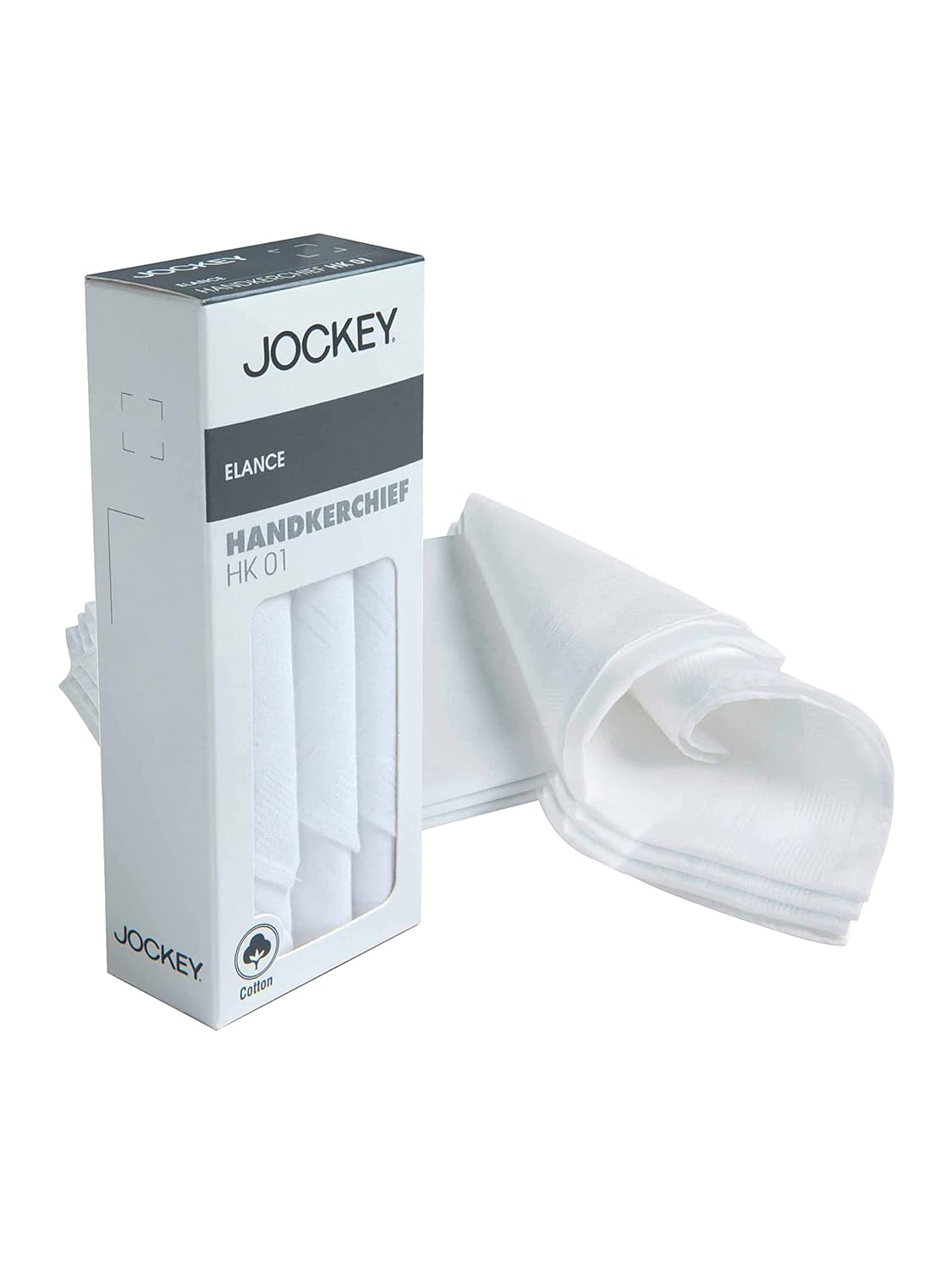 Jockey Cotton Men White Casual Style Handkerchief (Pack Of 3) Hk01_White_Free Size