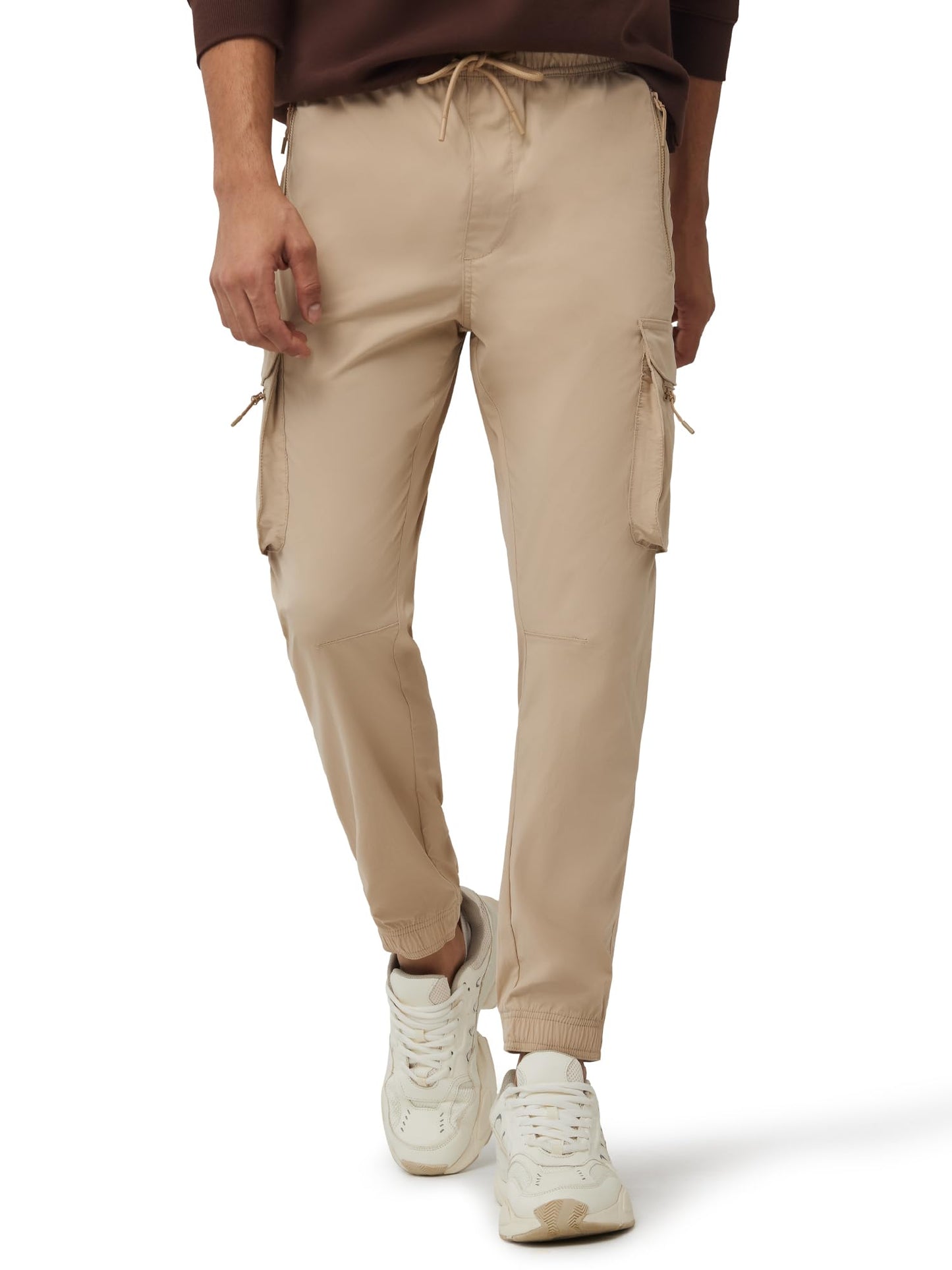 XYXX Men's Skinny Fit Mid Rise Moveo Quick-Dry Cargo Joggers with Drawcord & Utility Pockets