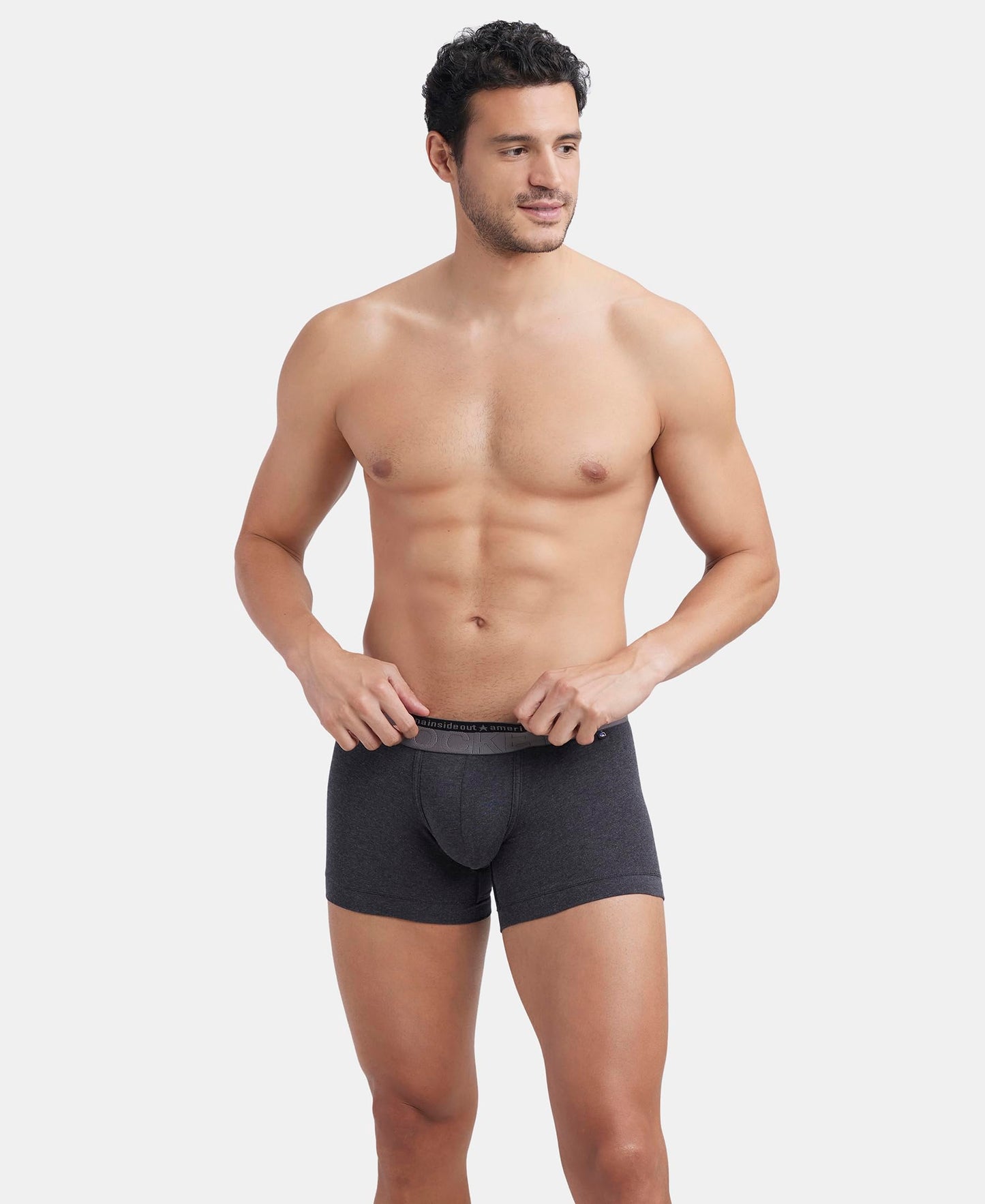 Jockey US60 Men's Super Combed Cotton Elastane Stretch Solid Trunk with Ultrasoft Waistband