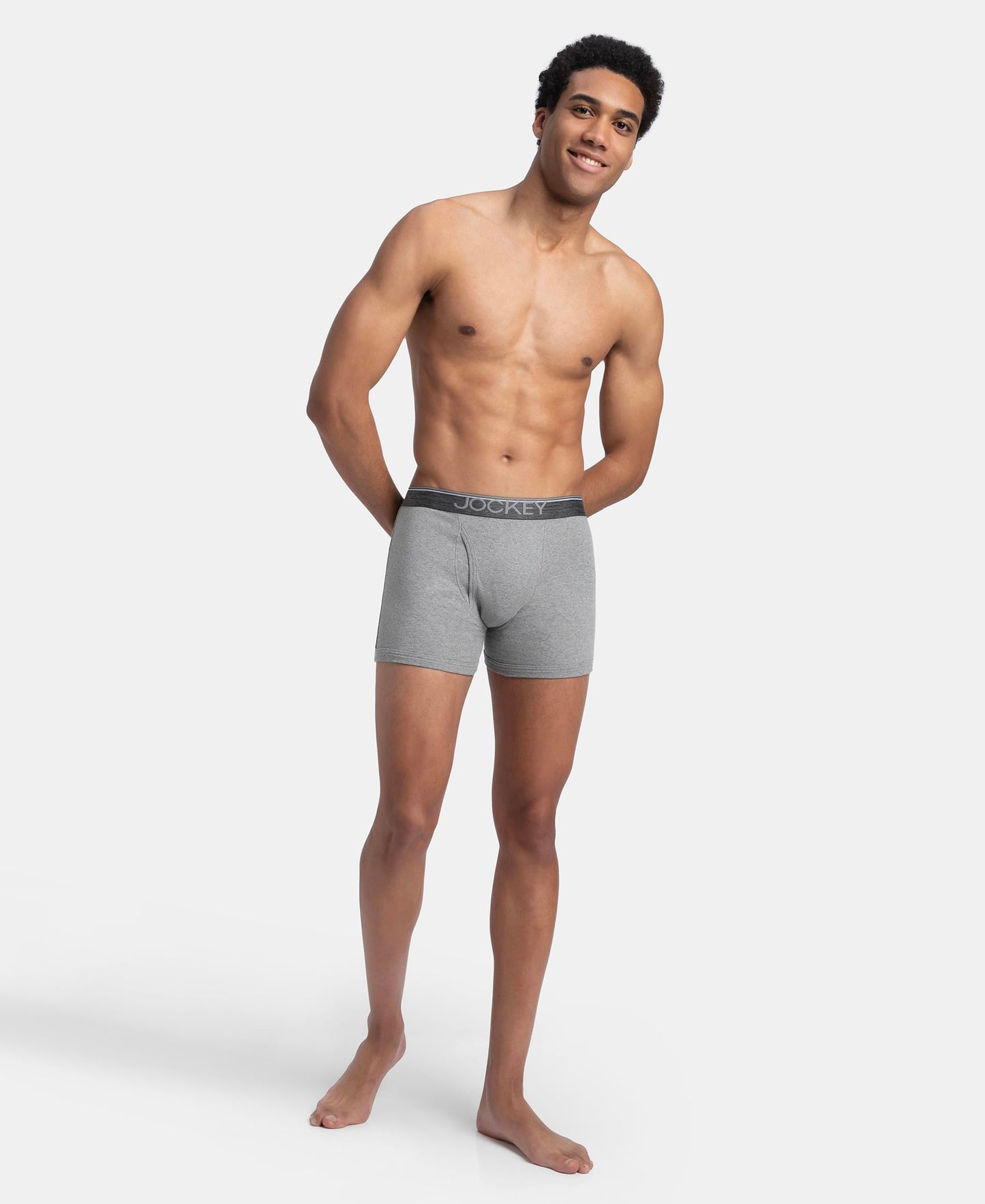 Jockey 8009 Men's Super Combed Cotton Rib Solid Boxer Brief with Ultrasoft Waistband (Pack of 3)
