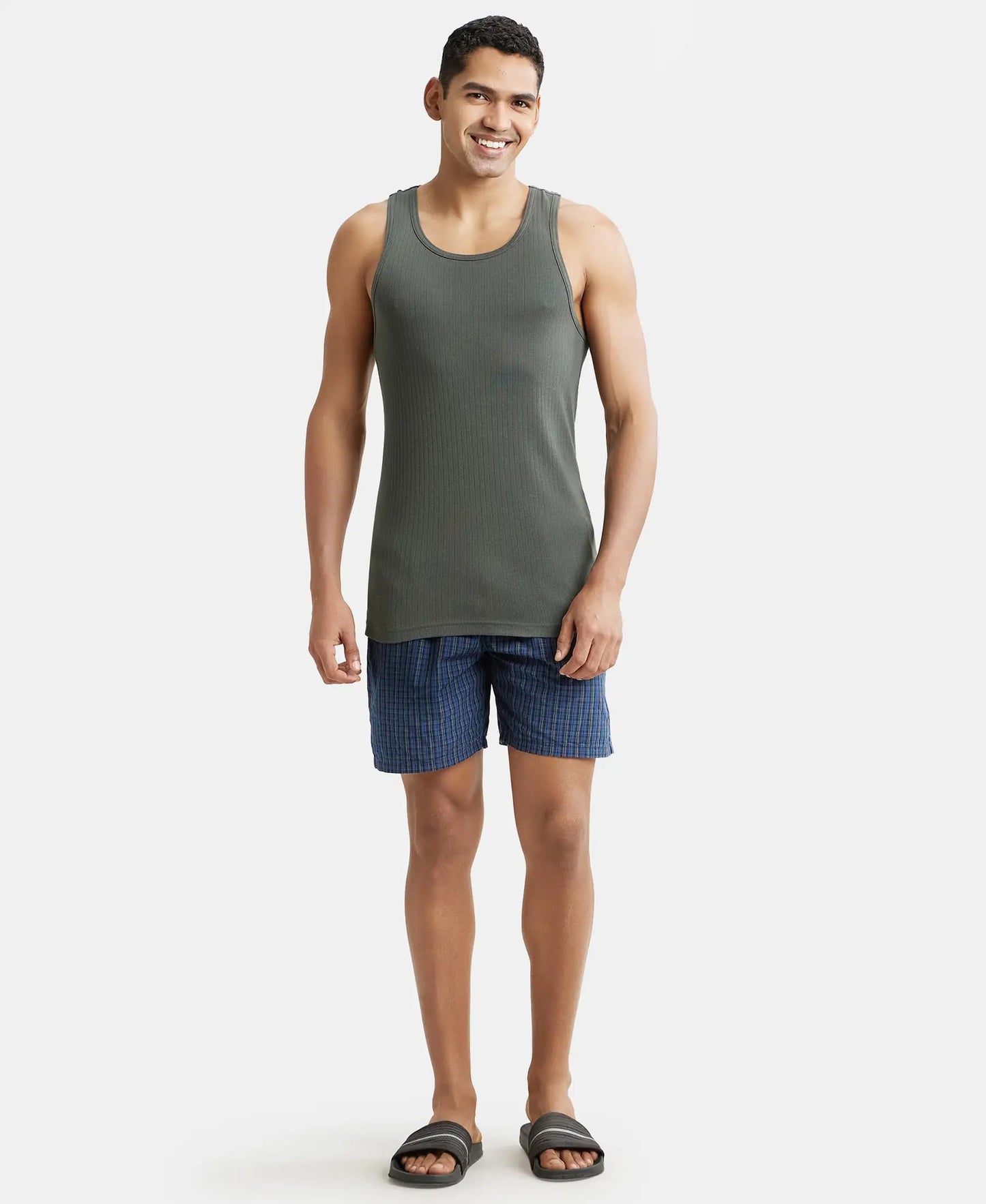 Jockey 9922 Men's Super Combed Cotton Rib Slim Fit Racer Back Styling Round Neck Gym Vest