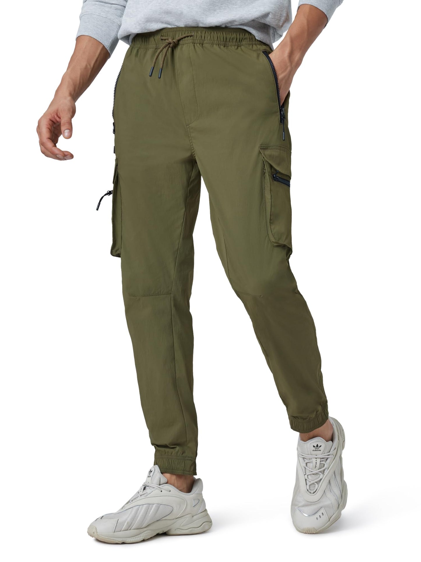 XYXX Men's Skinny Fit Mid Rise Moveo Quick-Dry Cargo Joggers with Drawcord & Utility Pockets