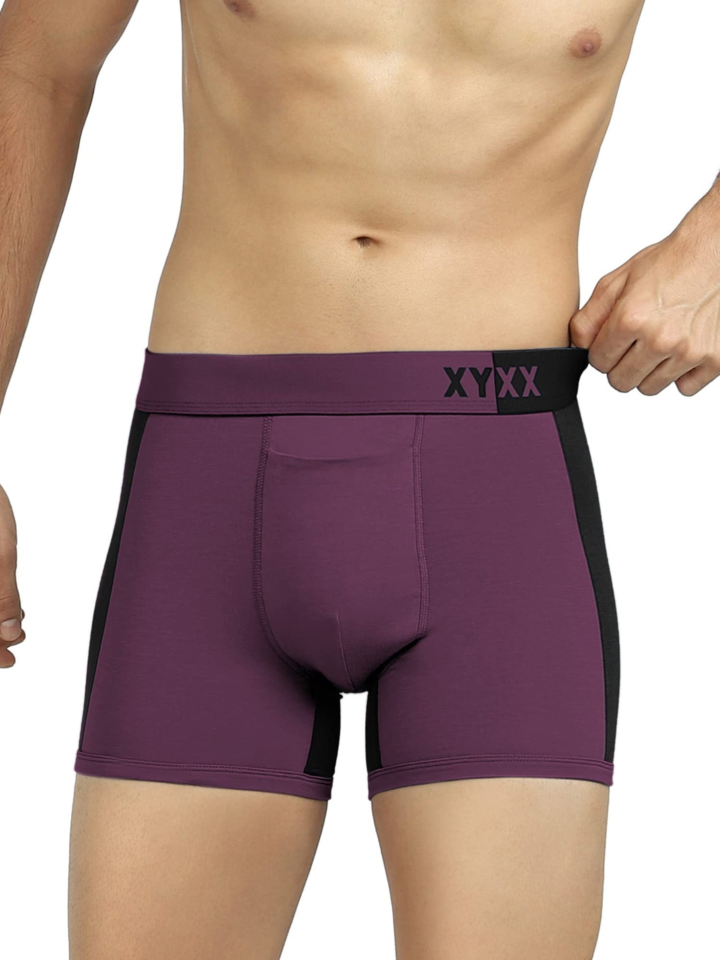 XYXX Men's Dualist Micromodal Regular Fit Colorblock Antimicrobial Trunk with No Marks Waistband (Pack of 2)