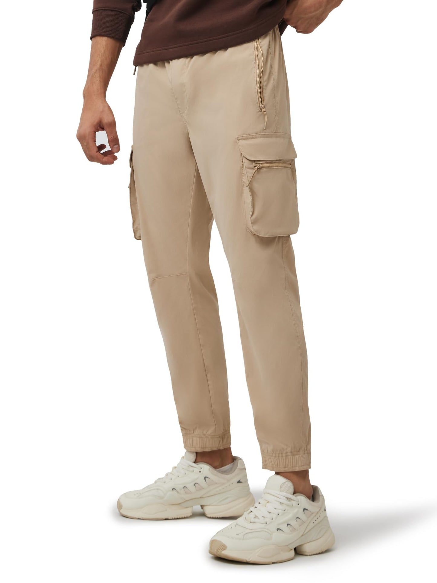 XYXX Men's Skinny Fit Mid Rise Moveo Quick-Dry Cargo Joggers with Drawcord & Utility Pockets