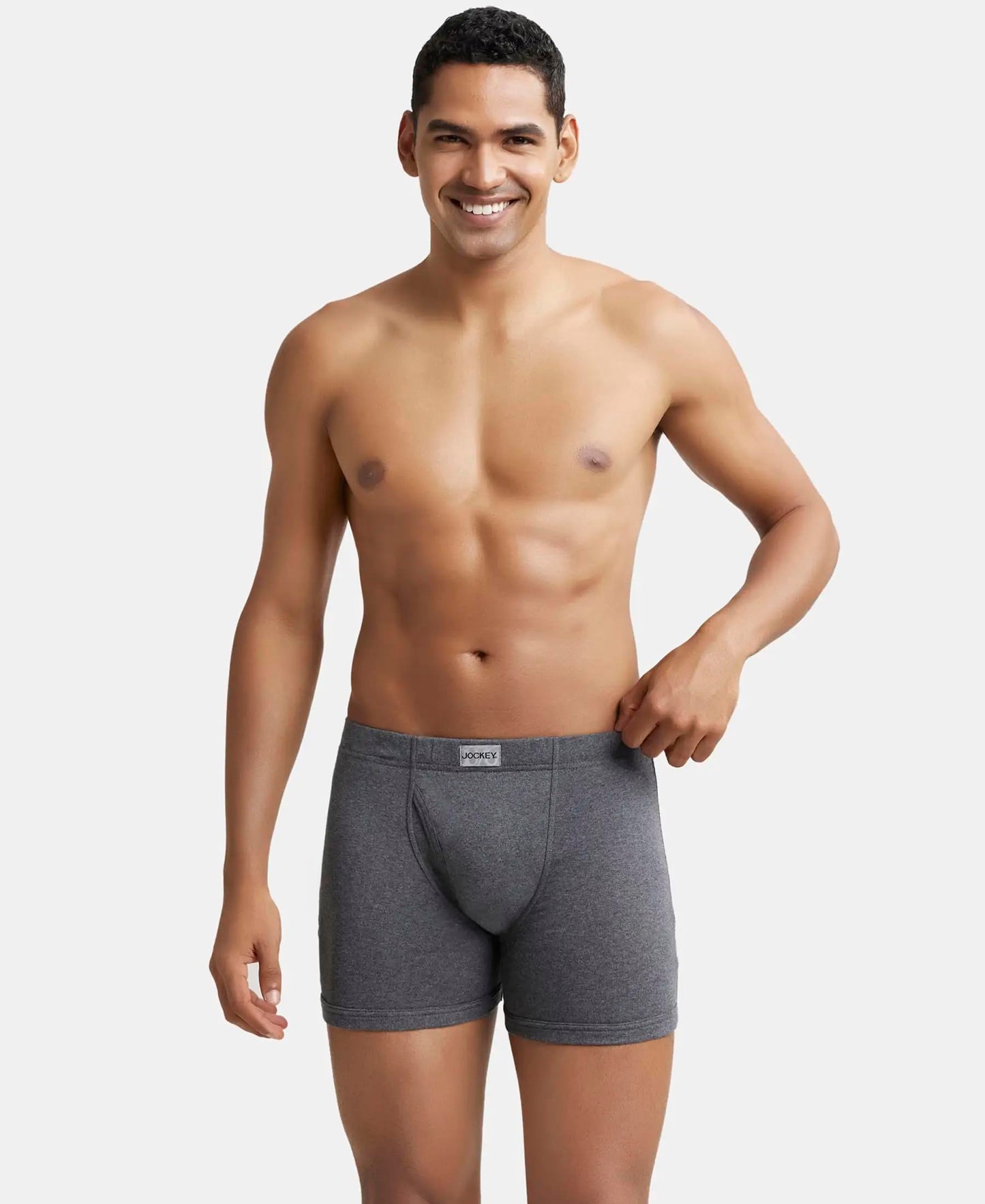 Jockey 8008 Men's Super Combed Cotton Rib Solid Boxer Brief with Ultrasoft Concealed Waistband (Pack of 3)