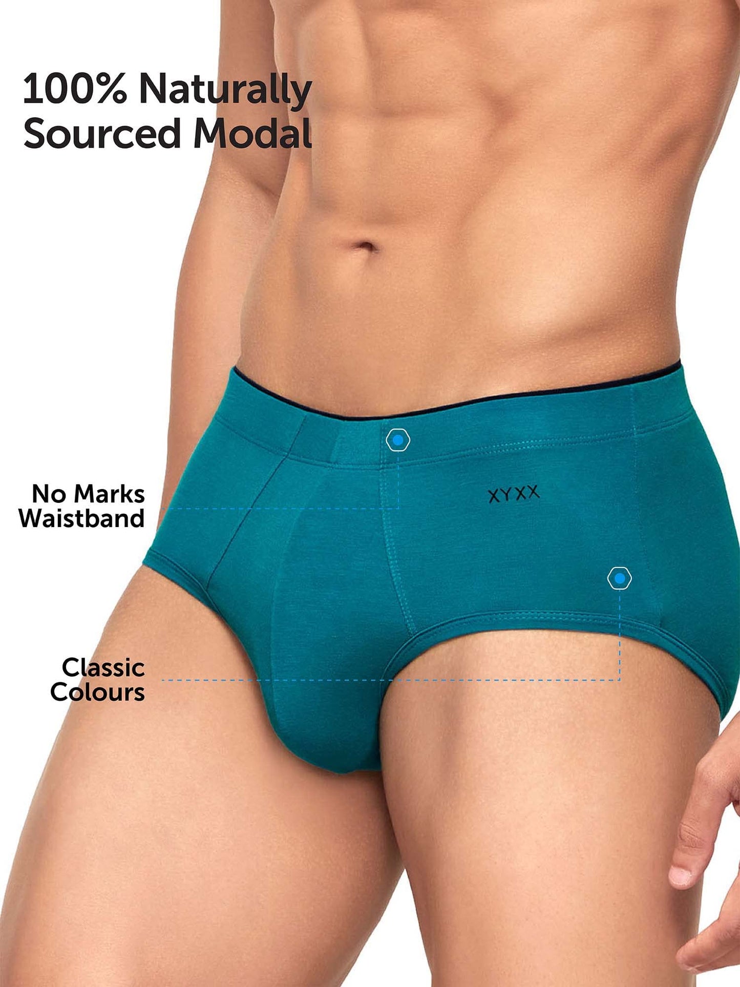 XYXX Men's Uno Micromodal Regular Fit Solid Antimicrobial Briefs with No Marks Waistband (Pack of 2)