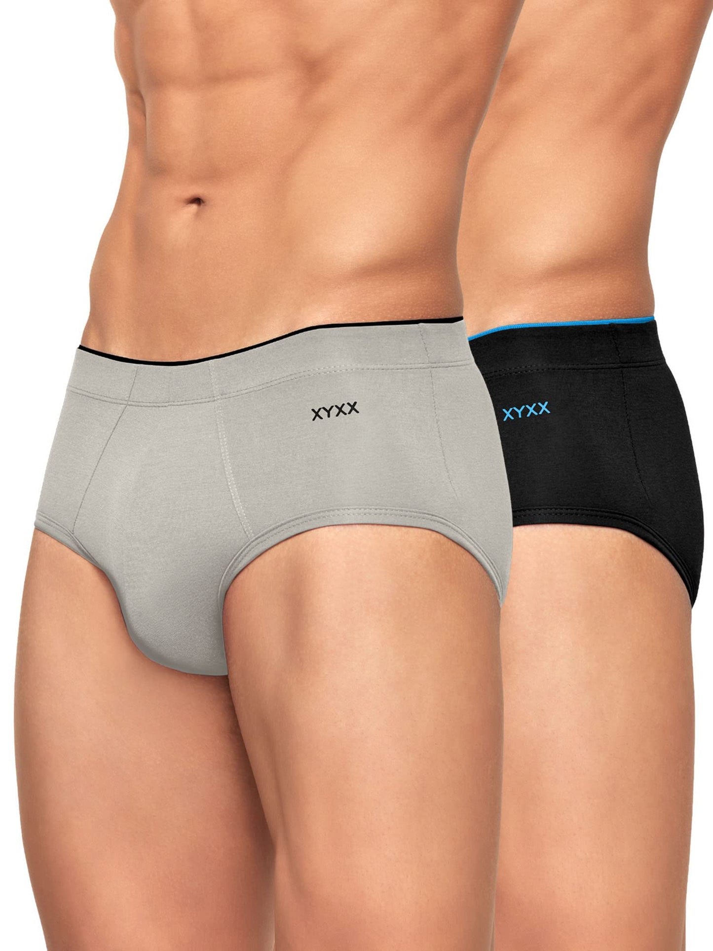 XYXX Men's Uno Micromodal Regular Fit Solid Antimicrobial Briefs with No Marks Waistband (Pack of 2)