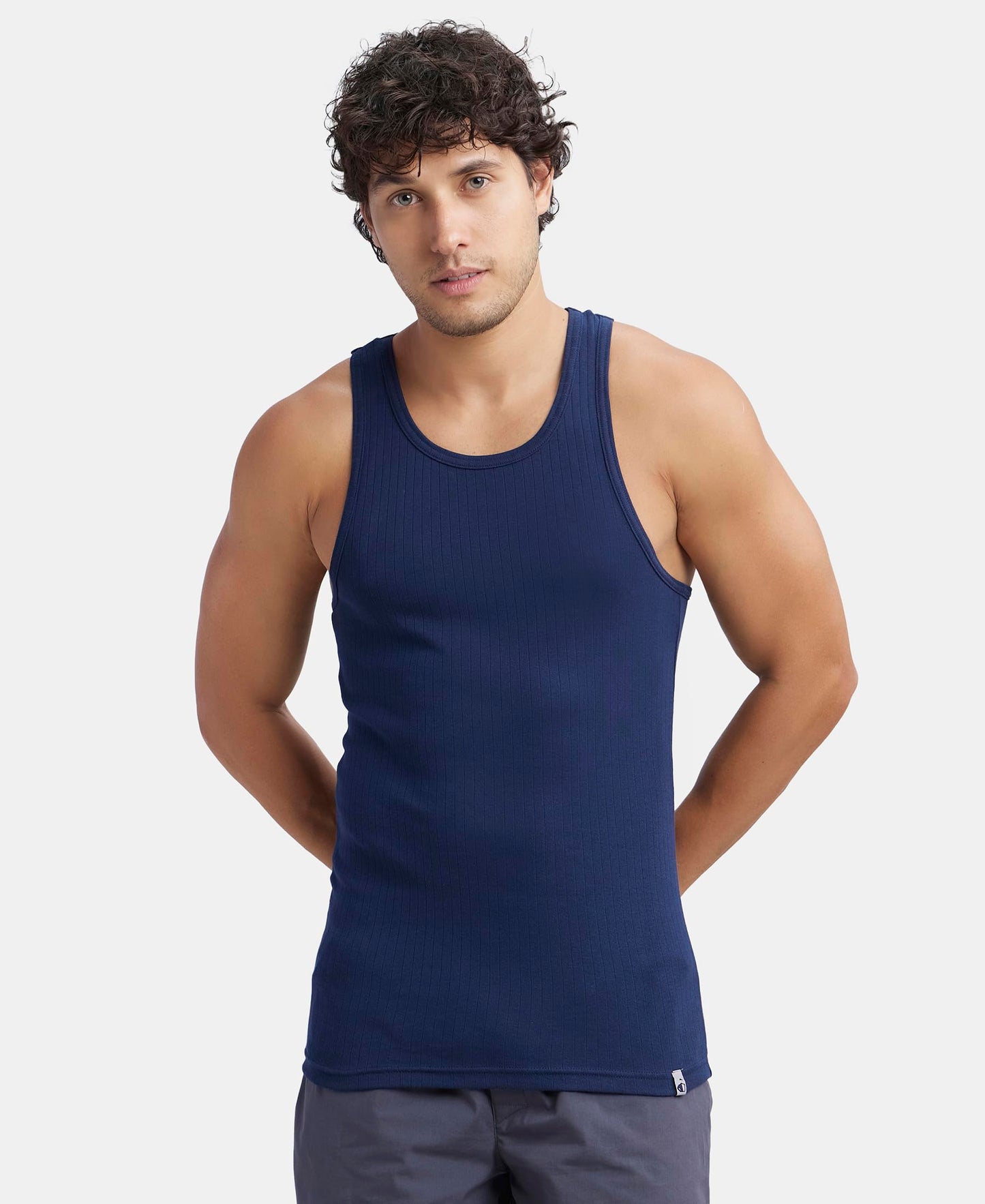 Jockey 9922 Men's Super Combed Cotton Rib Slim Fit Racer Back Styling Round Neck Gym Vest