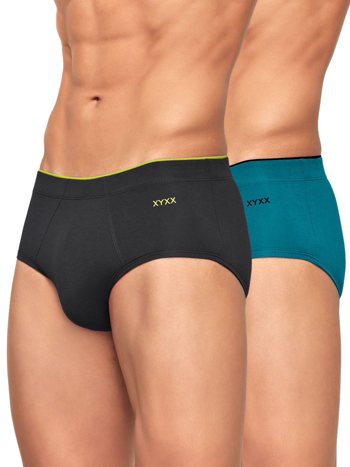 XYXX Men's Uno Micromodal Regular Fit Solid Antimicrobial Briefs with No Marks Waistband (Pack of 2)
