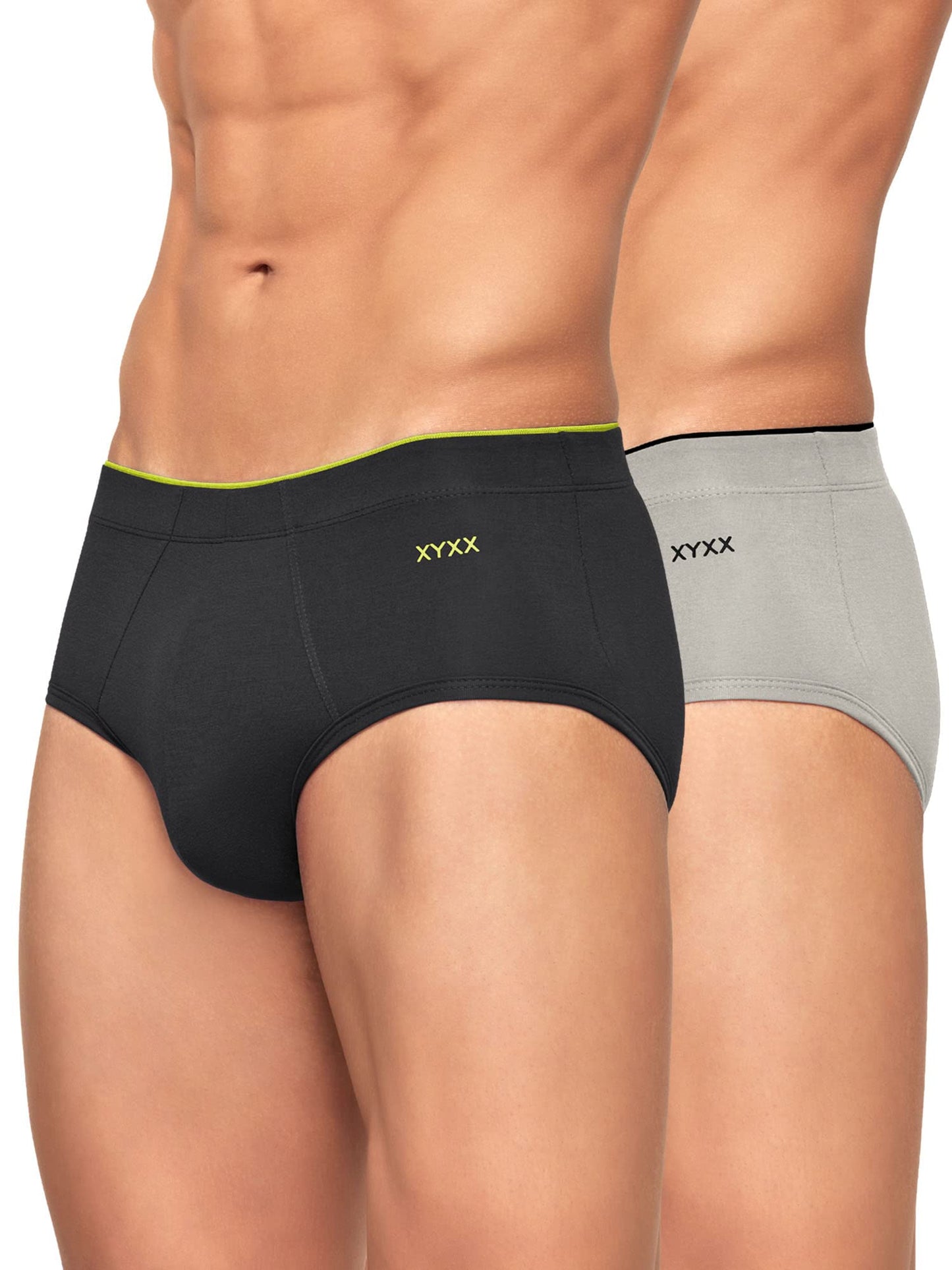 XYXX Men's Uno Micromodal Regular Fit Solid Antimicrobial Briefs with No Marks Waistband (Pack of 2)