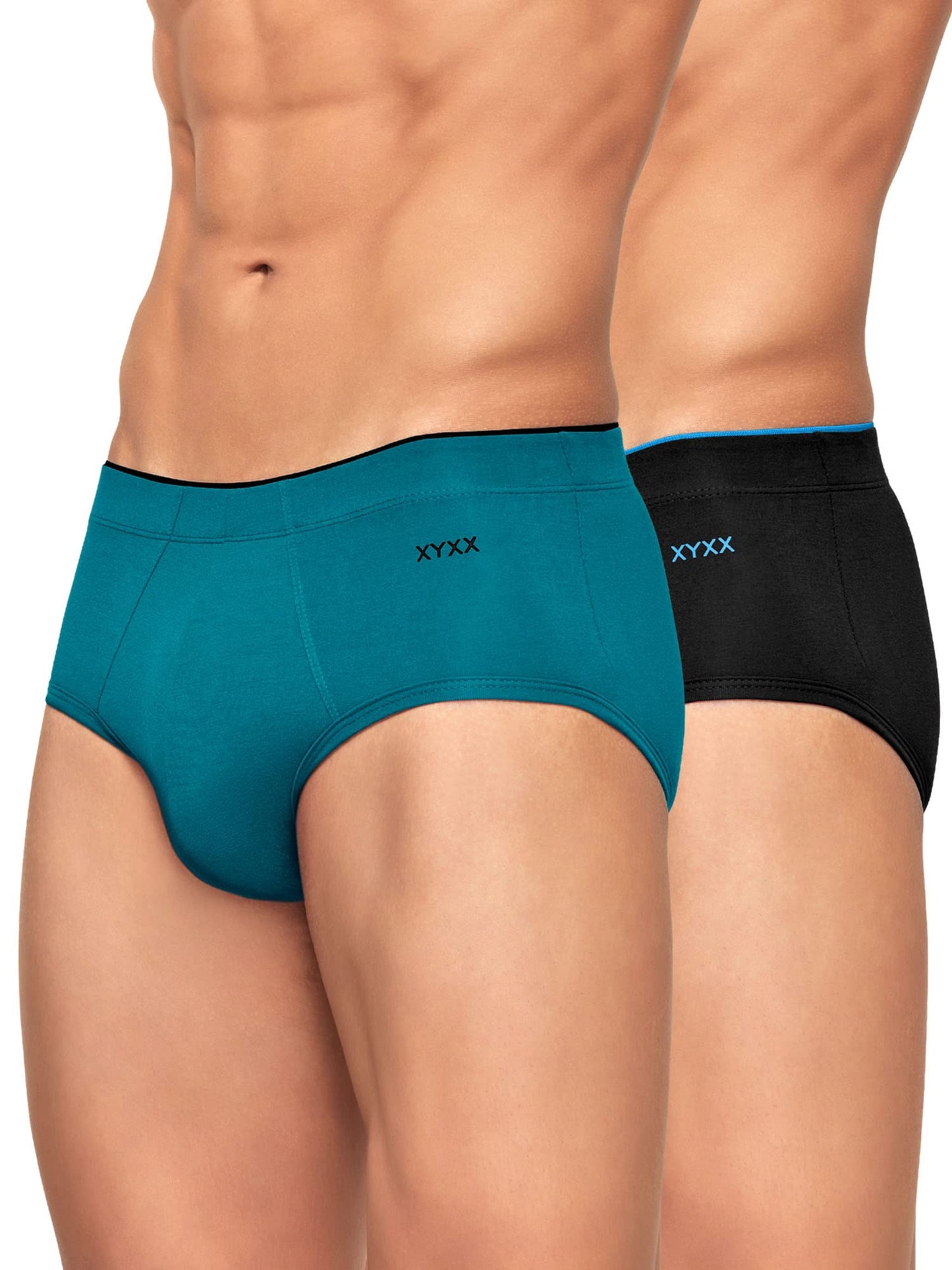 XYXX Men's Uno Micromodal Regular Fit Solid Antimicrobial Briefs with No Marks Waistband (Pack of 2)