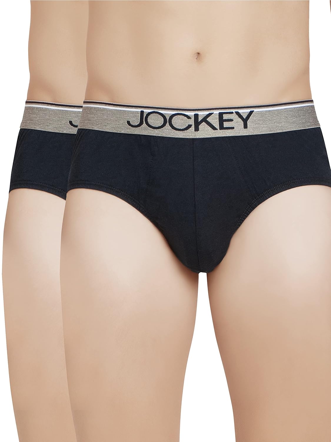 Jockey 8037 Men's Super Combed Cotton Solid Brief with Ultrasoft Waistband (Pack of 2)