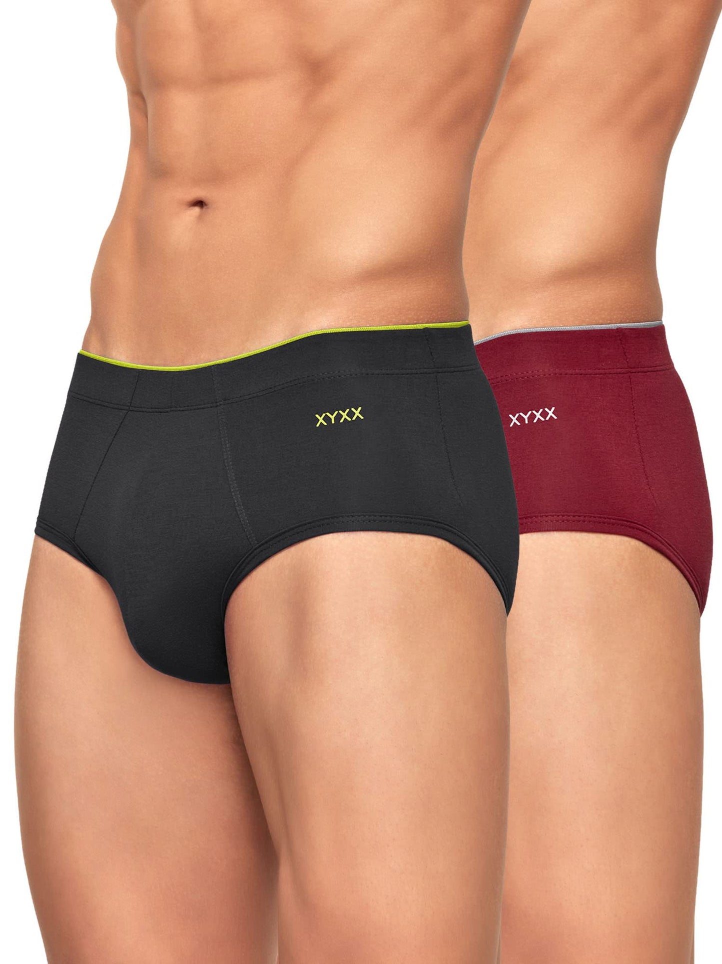 XYXX Men's Uno Micromodal Regular Fit Solid Antimicrobial Briefs with No Marks Waistband (Pack of 2)