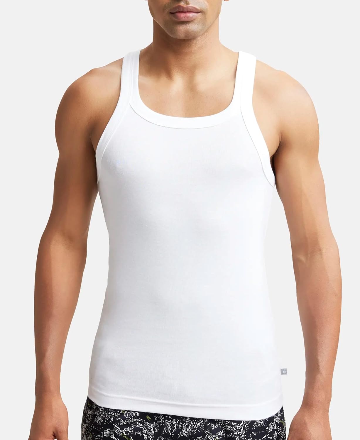 Jockey US26 Men's Super Combed Cotton Rib Square Neckline Gym Vest