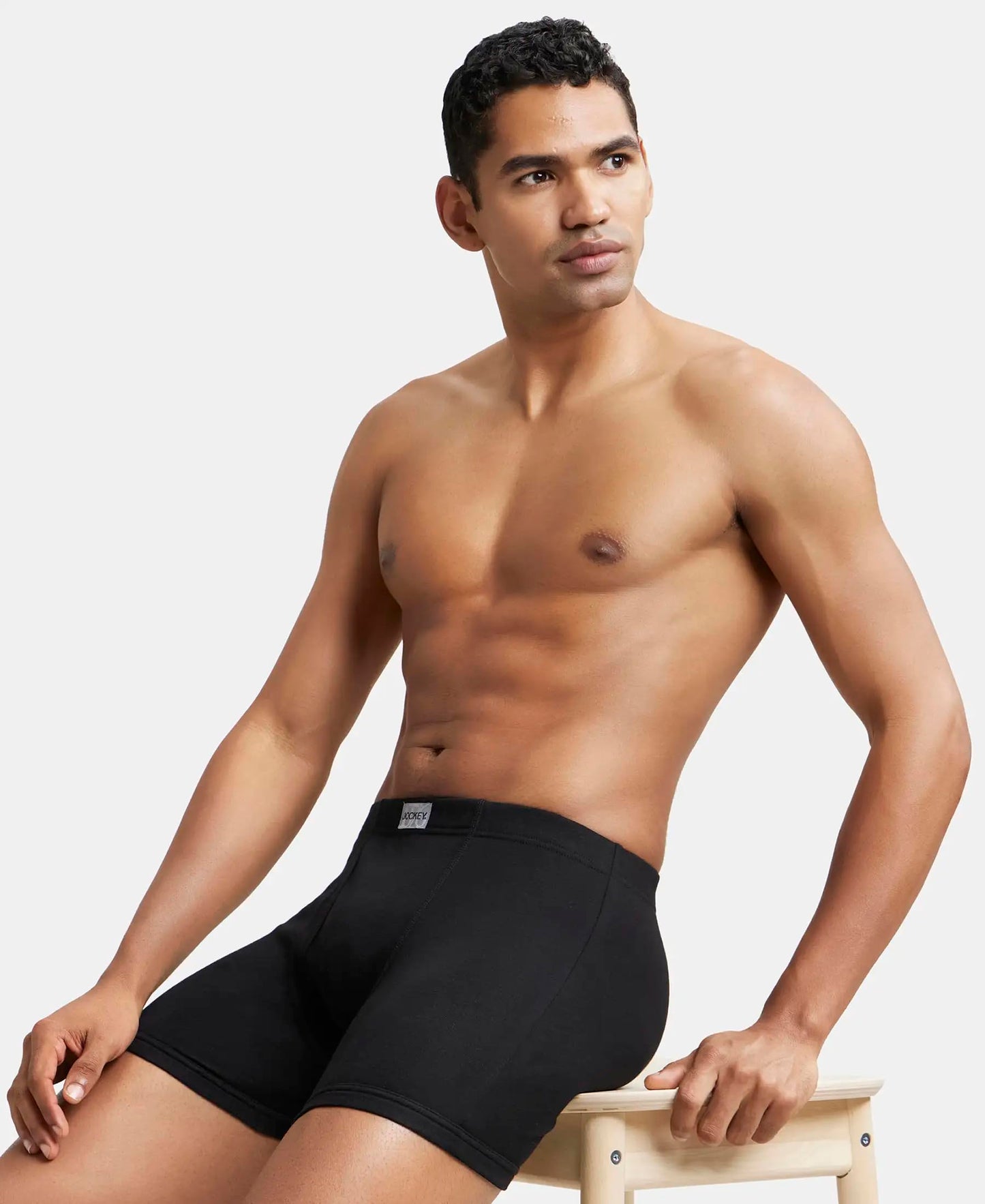 Jockey 8008 Men's Super Combed Cotton Rib Solid Boxer Brief with Ultrasoft Concealed Waistband (Pack of 3)