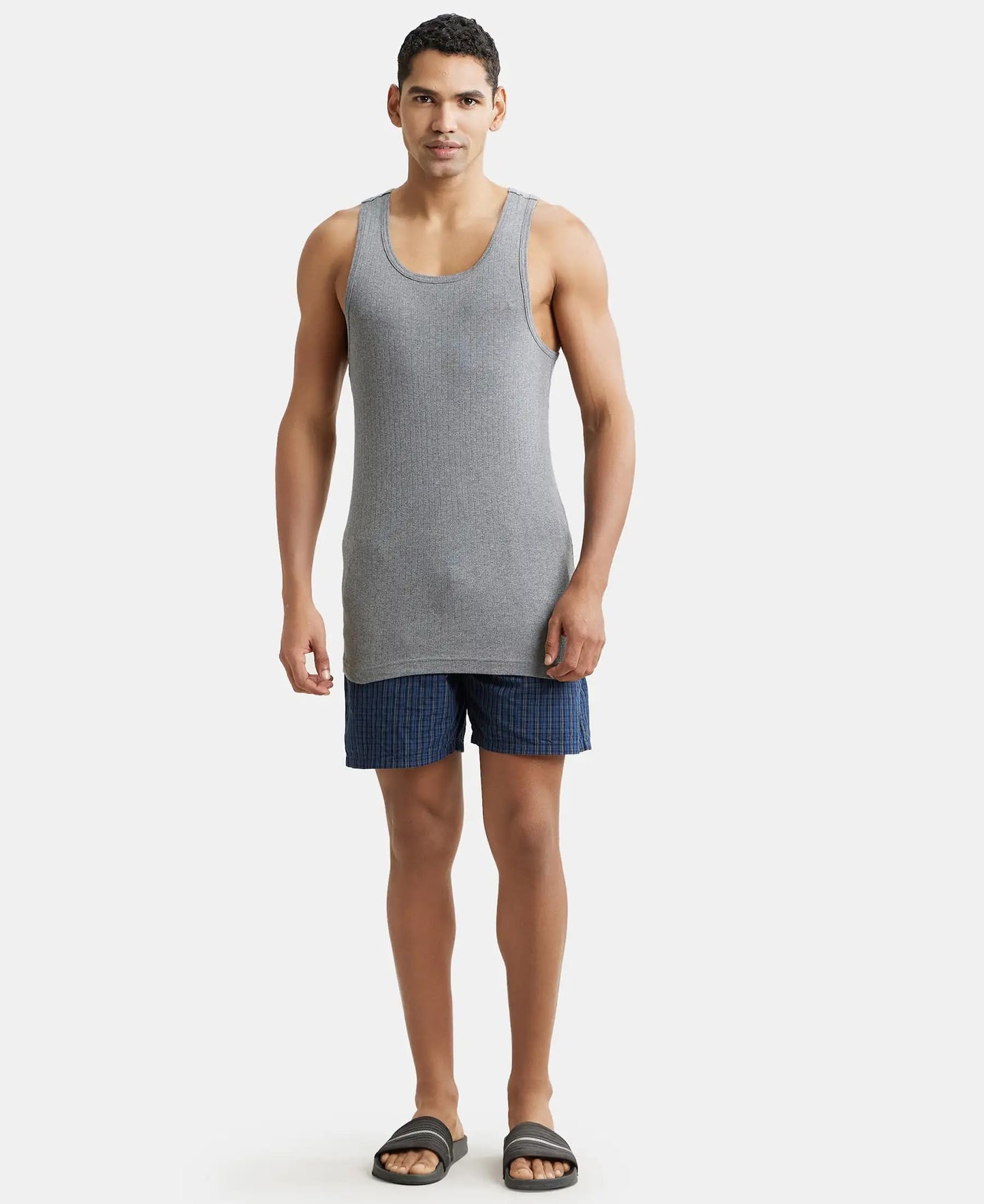 Jockey 9922 Men's Super Combed Cotton Rib Slim Fit Racer Back Styling Round Neck Gym Vest