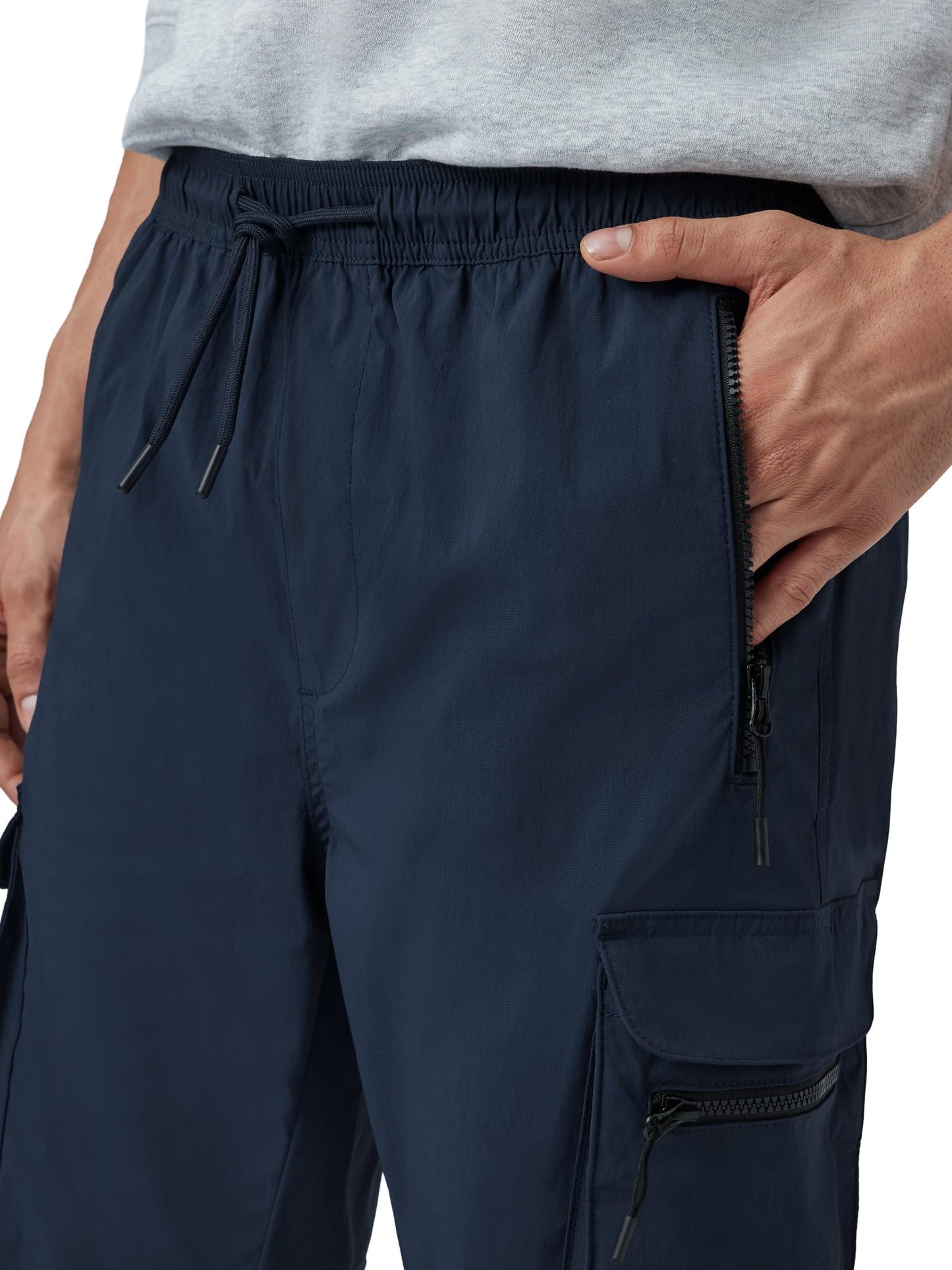 XYXX Men's Skinny Fit Mid Rise Moveo Quick-Dry Cargo Joggers with Drawcord & Utility Pockets