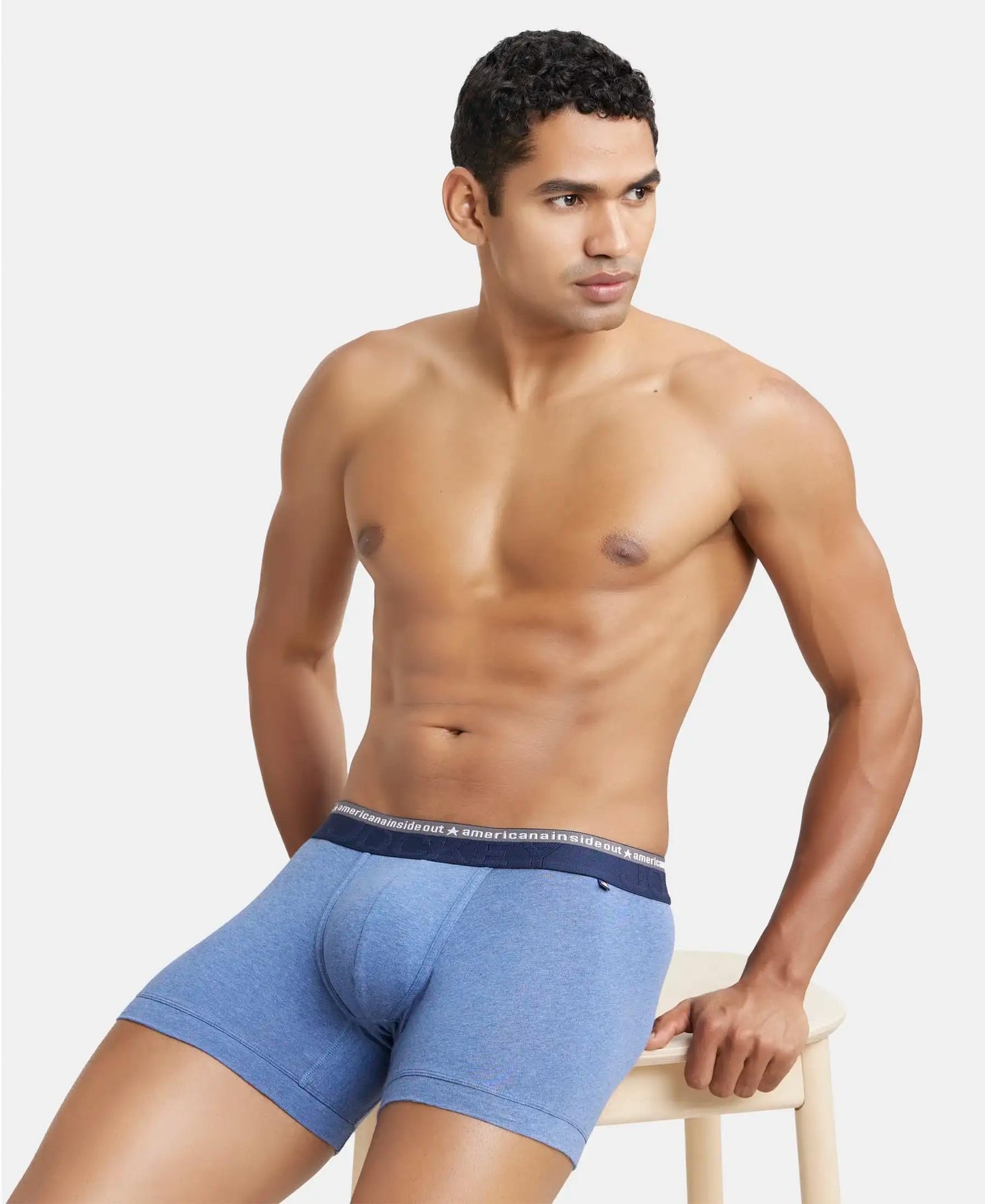 Jockey US60 Men's Super Combed Cotton Elastane Stretch Solid Trunk with Ultrasoft Waistband