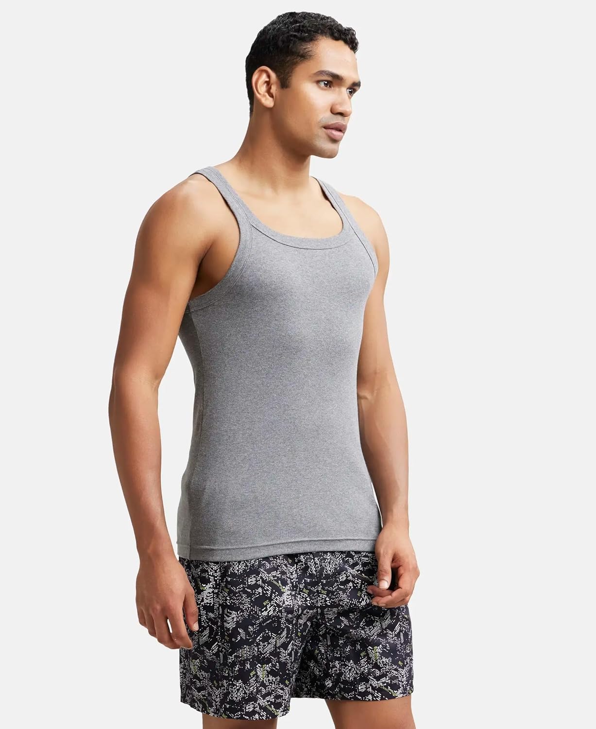 Jockey US26 Men's Super Combed Cotton Rib Square Neckline Gym Vest