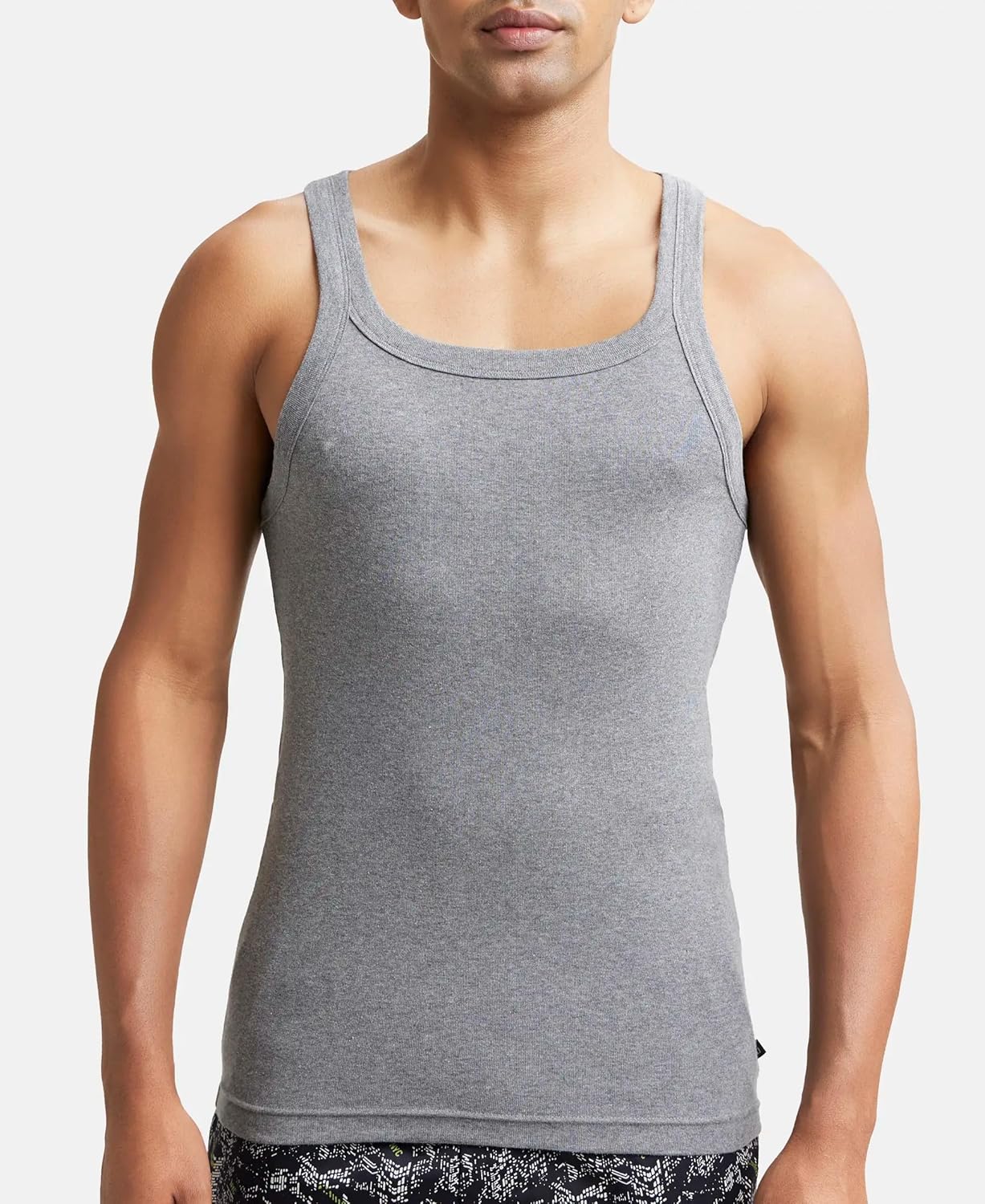 Jockey US26 Men's Super Combed Cotton Rib Square Neckline Gym Vest