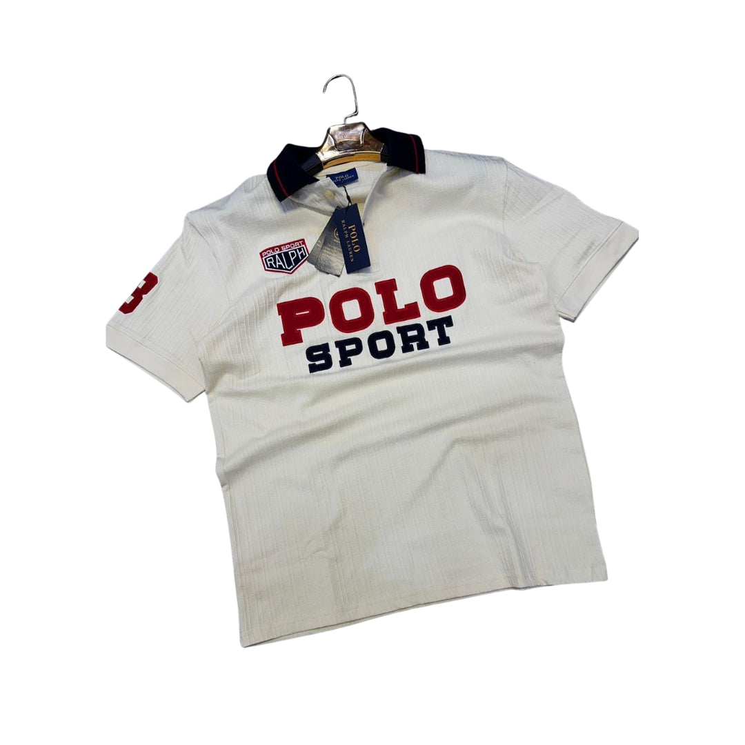 Vintage Inspired Polo Sport Piqué Polo Shirt - Crisp White with Iconic Red & Navy Logo - Ralph Lauren Heritage Collection