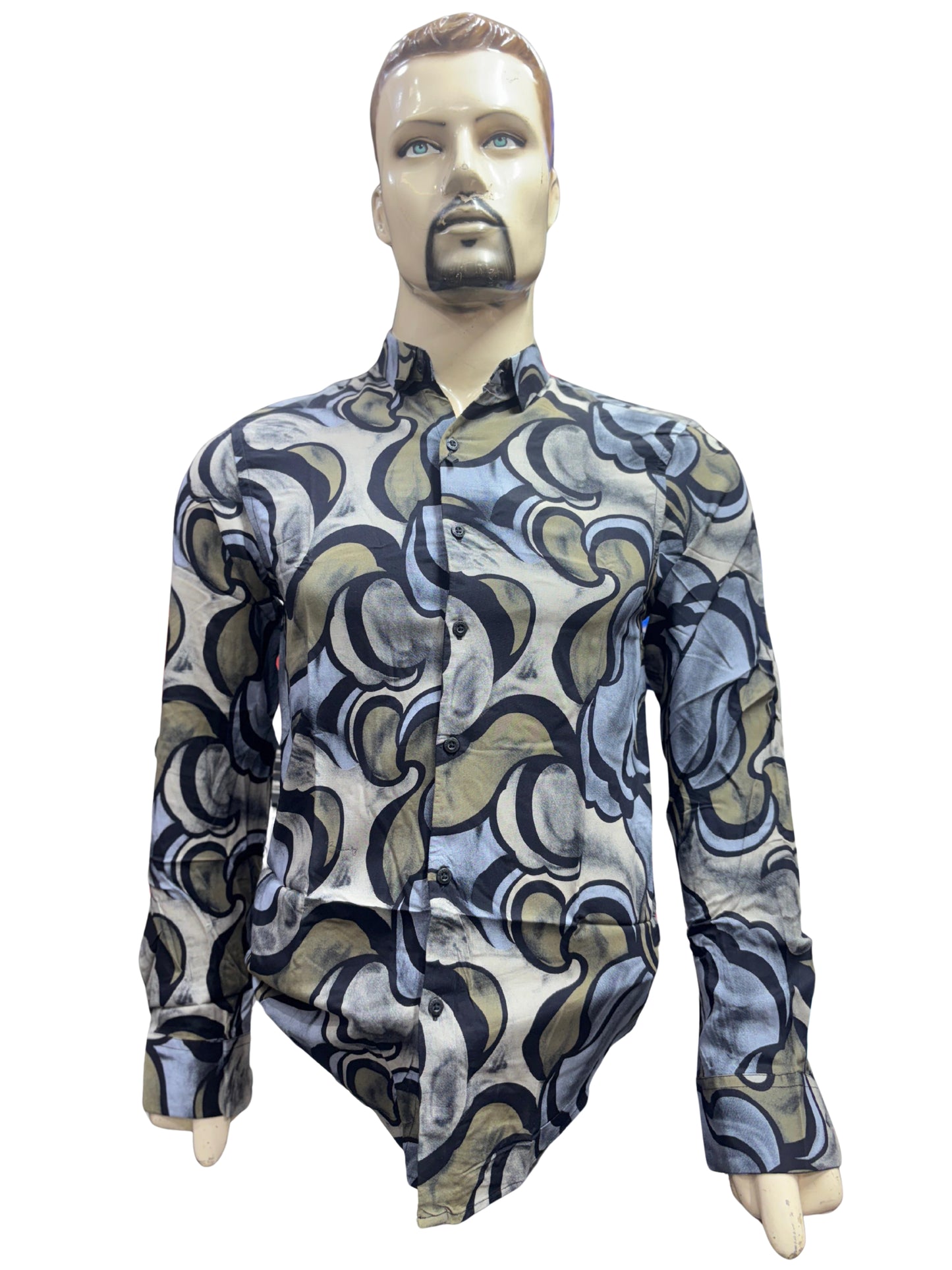Men's Abstract Printed Satin Finish Shirt – Full Sleeve | Slim Fit