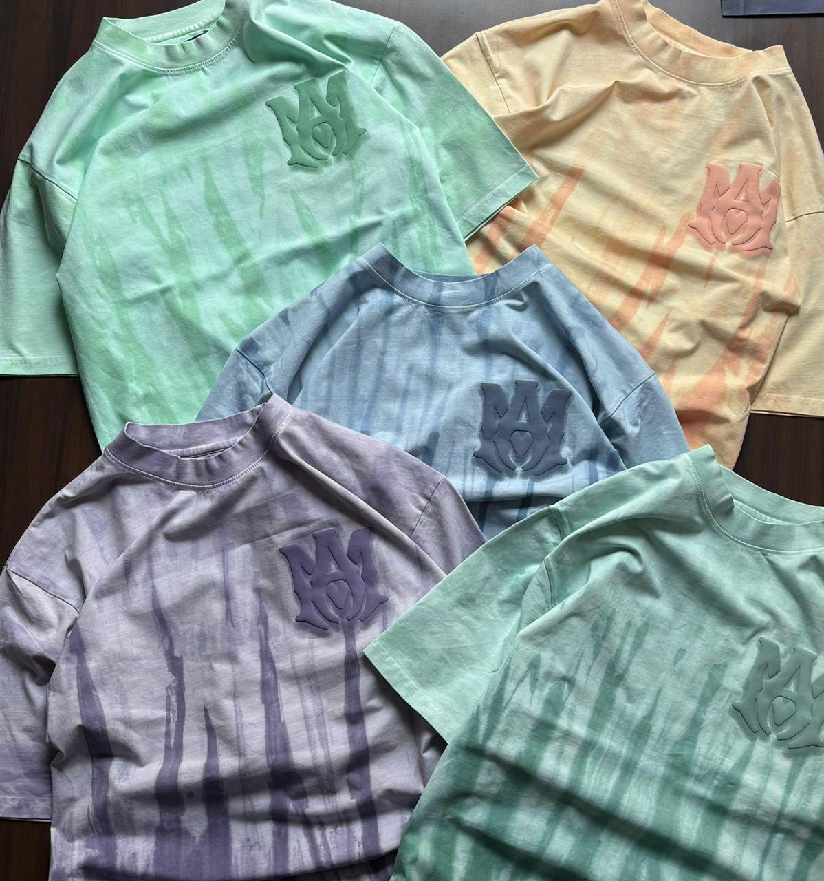 Exclusive AMIRI Tie-Dye T-Shirts – Premium Cotton Tees with Bold Logo Print in Pastel Shades