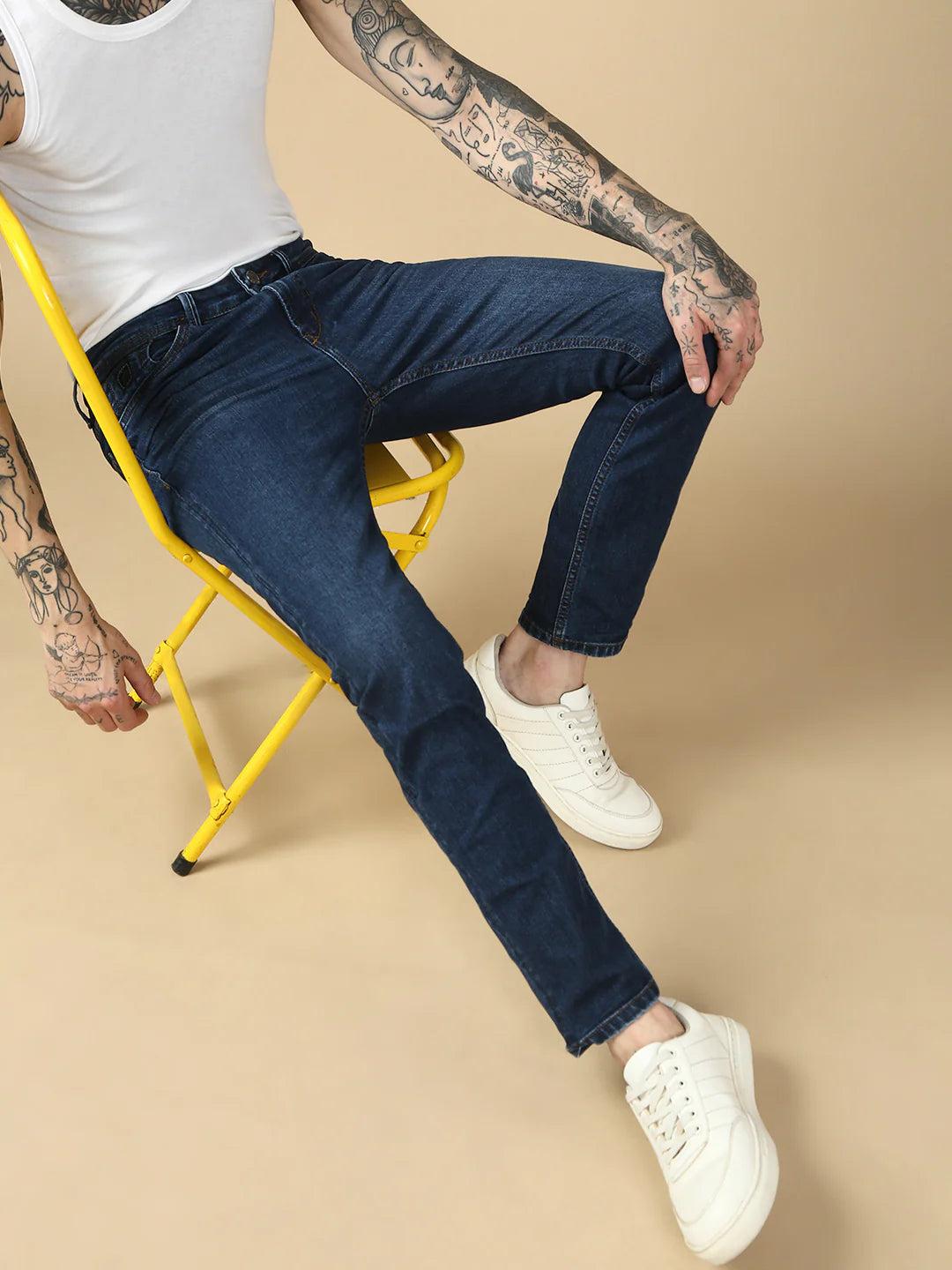 Necked Mild Blue Slim Fit Stretchable Jeans