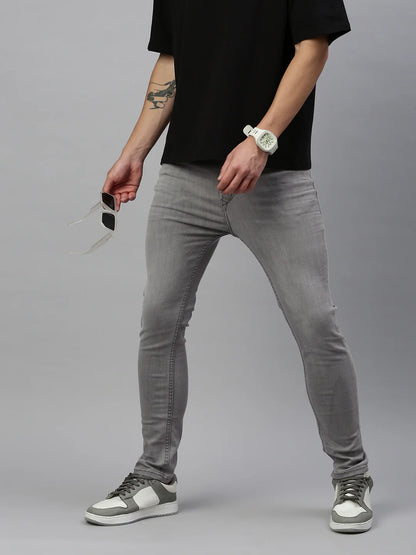 Necked Vintage Gray Skinny Stretchable Jeans