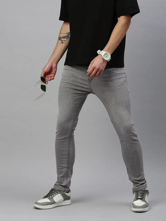 Necked Vintage Gray Skinny Stretchable Jeans