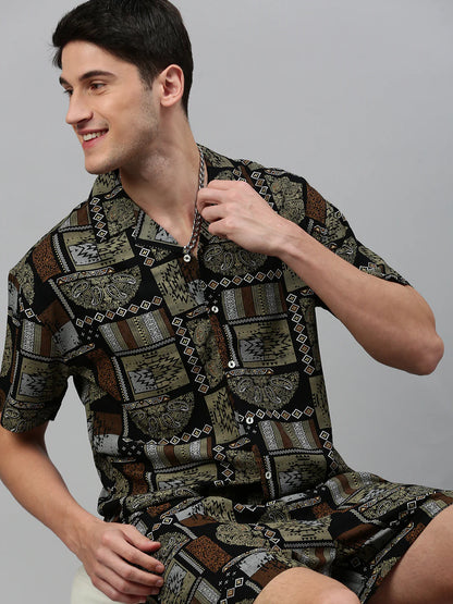 Necked Printed Regular Fit Co-Ords For Men’s