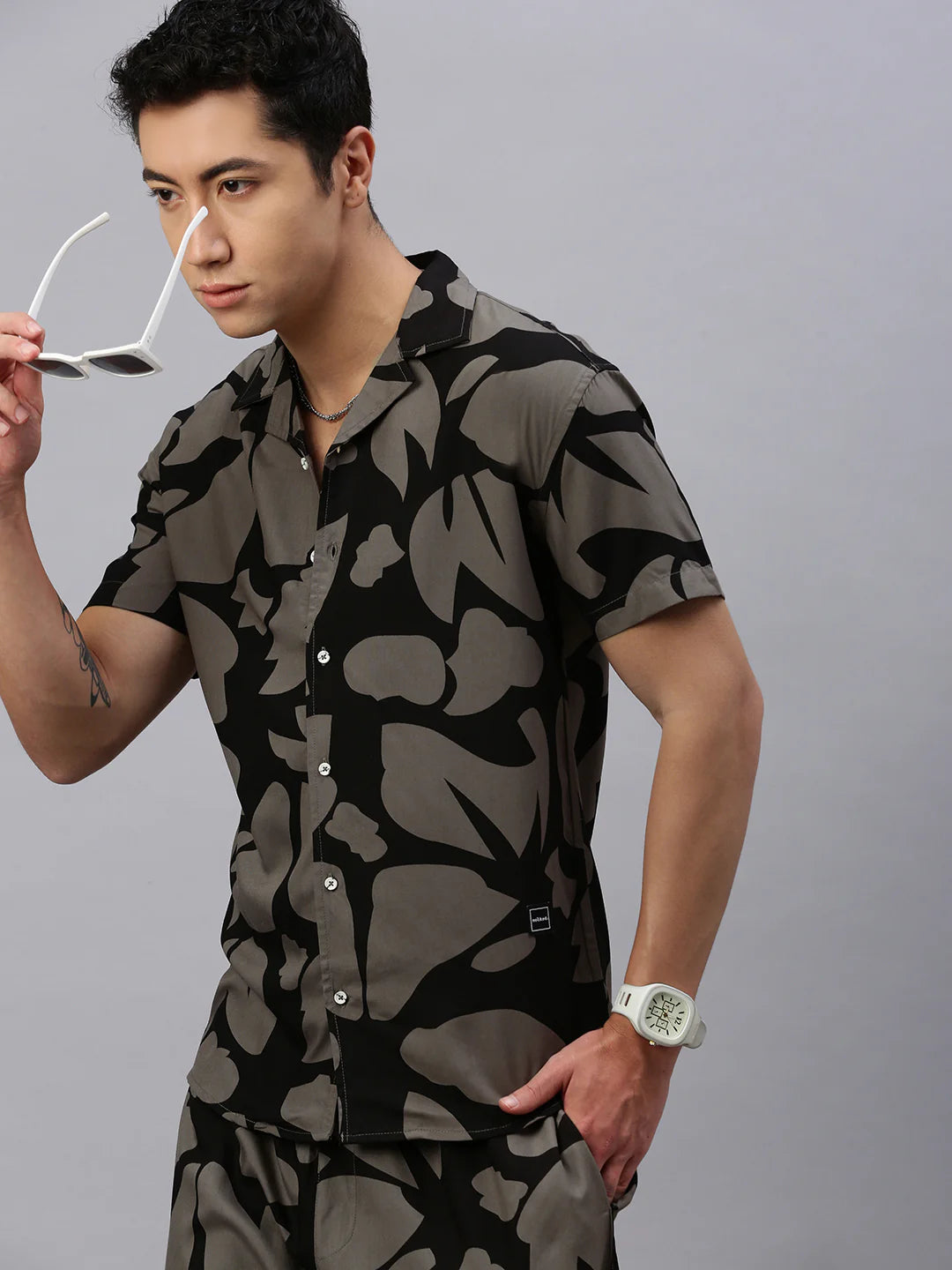 Necked  Printed Regular Fit Co-Ords For Men’s