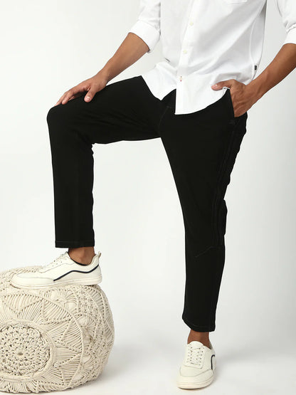 Necked Black Anti Fit Stretchable Jogger