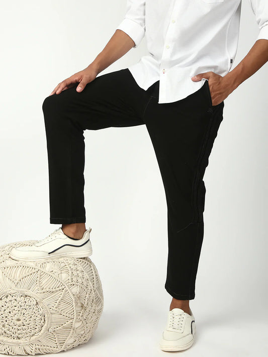 Necked Black Anti Fit Stretchable Jogger