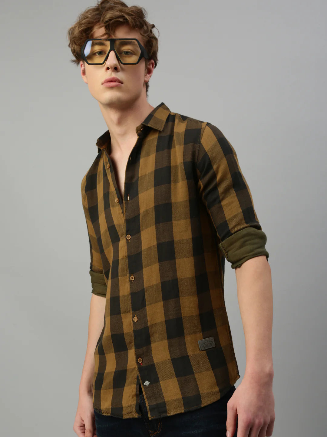 Necked  Checks Double Cloth Cotton Slim-fit Shirt Without Pocket Checks Double Cloth Cotton Slim-fit Shirt Without Pocket Checks Double Cloth Cotton Slim-fit Shirt Without Pocket Checks Double Cloth Cotton Slim-fit Shirt Without Pocket