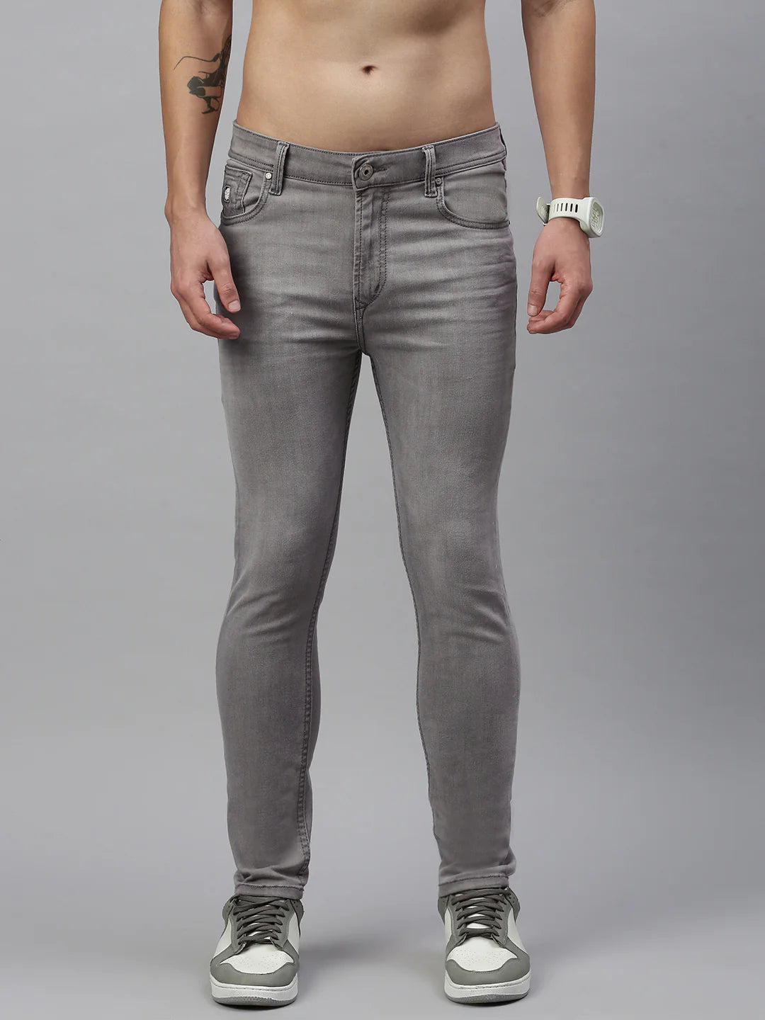 Necked Vintage Gray Skinny Stretchable Jeans