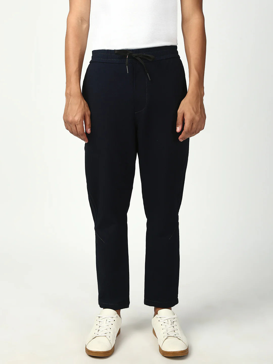 Necked  Blue Anti Fit Stretchable Jogger