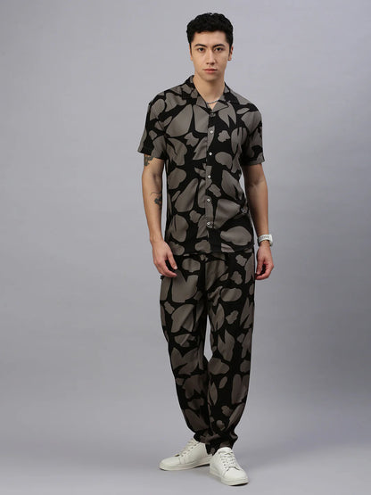 Necked  Printed Regular Fit Co-Ords For Men’s