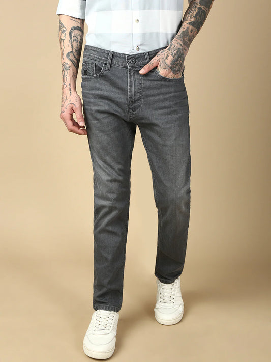 Necked Dark Gray Slim Fit Stretchable Jeans