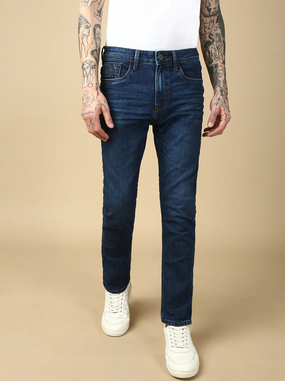 Necked Mild Blue Slim Fit Stretchable Jeans